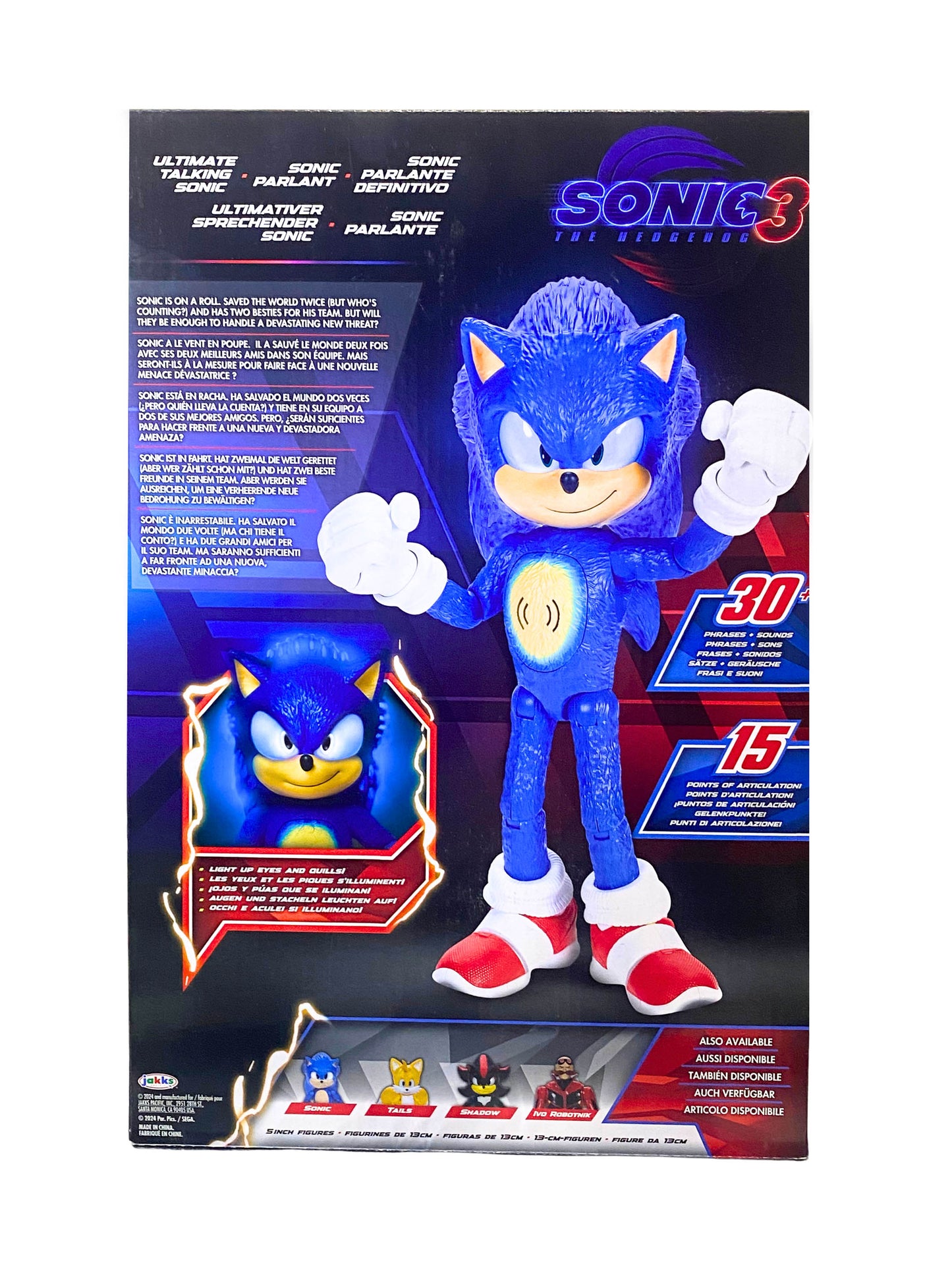 NEW Sonic The Hedgehog 3 Movie 13” Ultimate Talking Action Figure Jakks