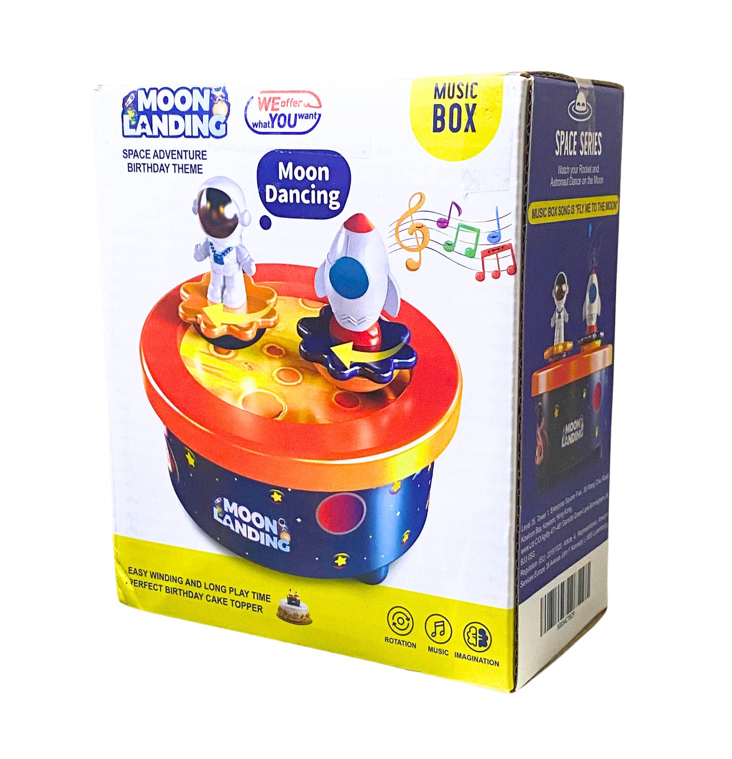 Moon Landing Music Box Theme Cake Topper w/Astronaut & Spaceship Dancing/Music