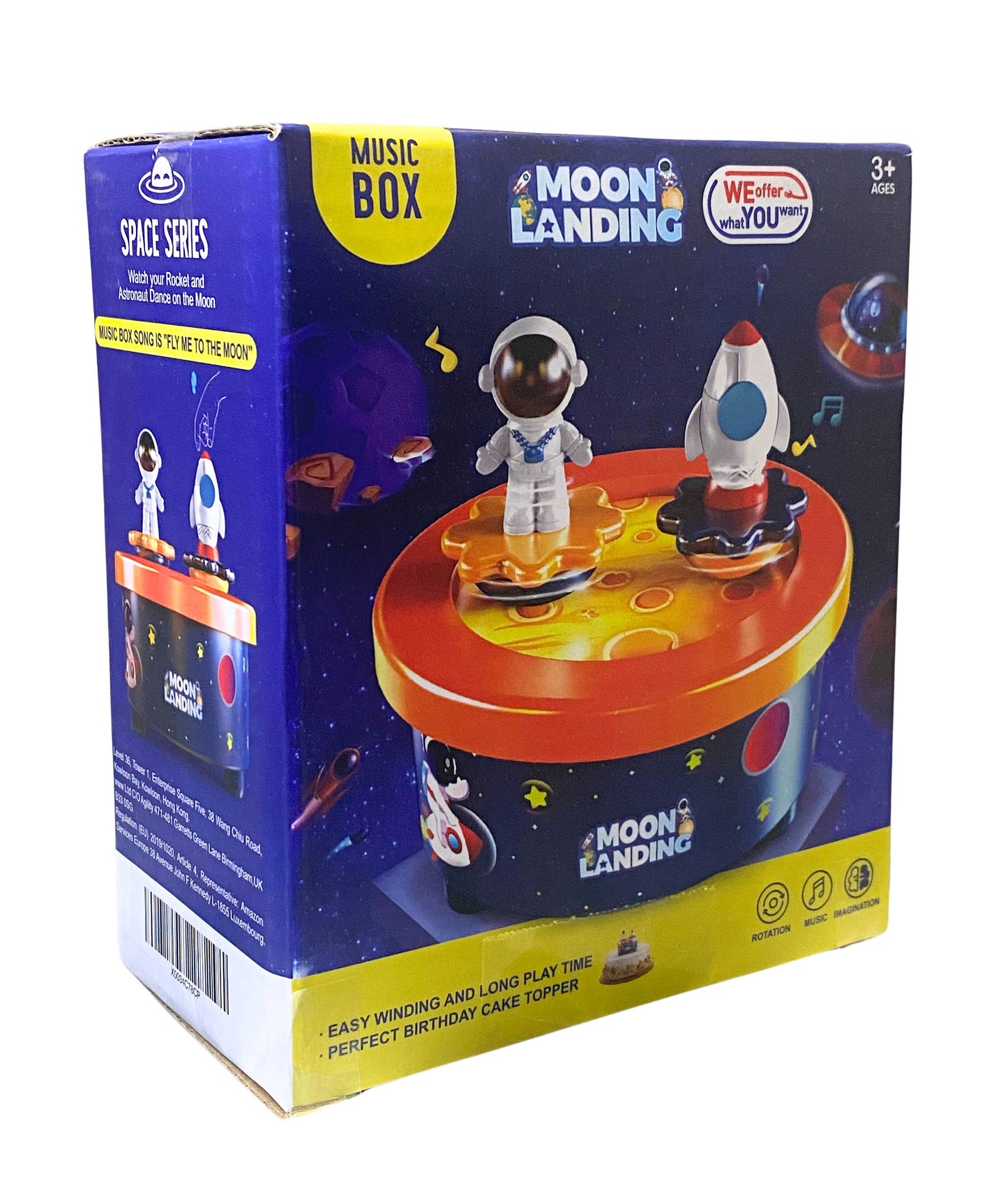 Moon Landing Music Box Theme Cake Topper w/Astronaut & Spaceship Dancing/Music