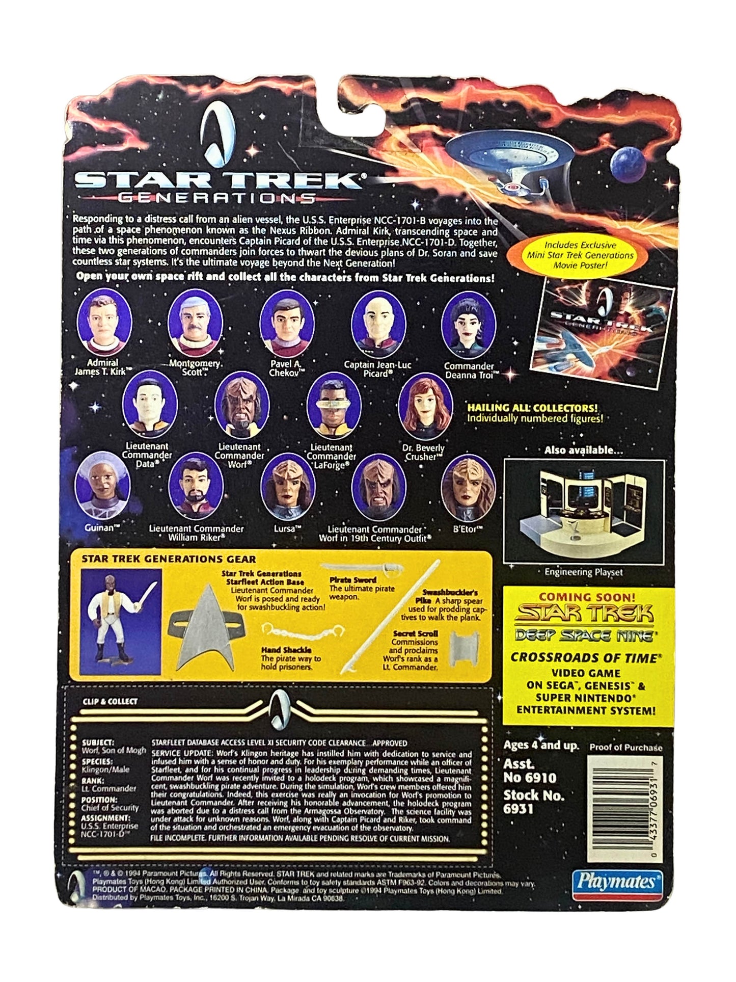 Star Trek Generations Worf in 19th Century Outfit, Mini Poster Numbered Toy 94