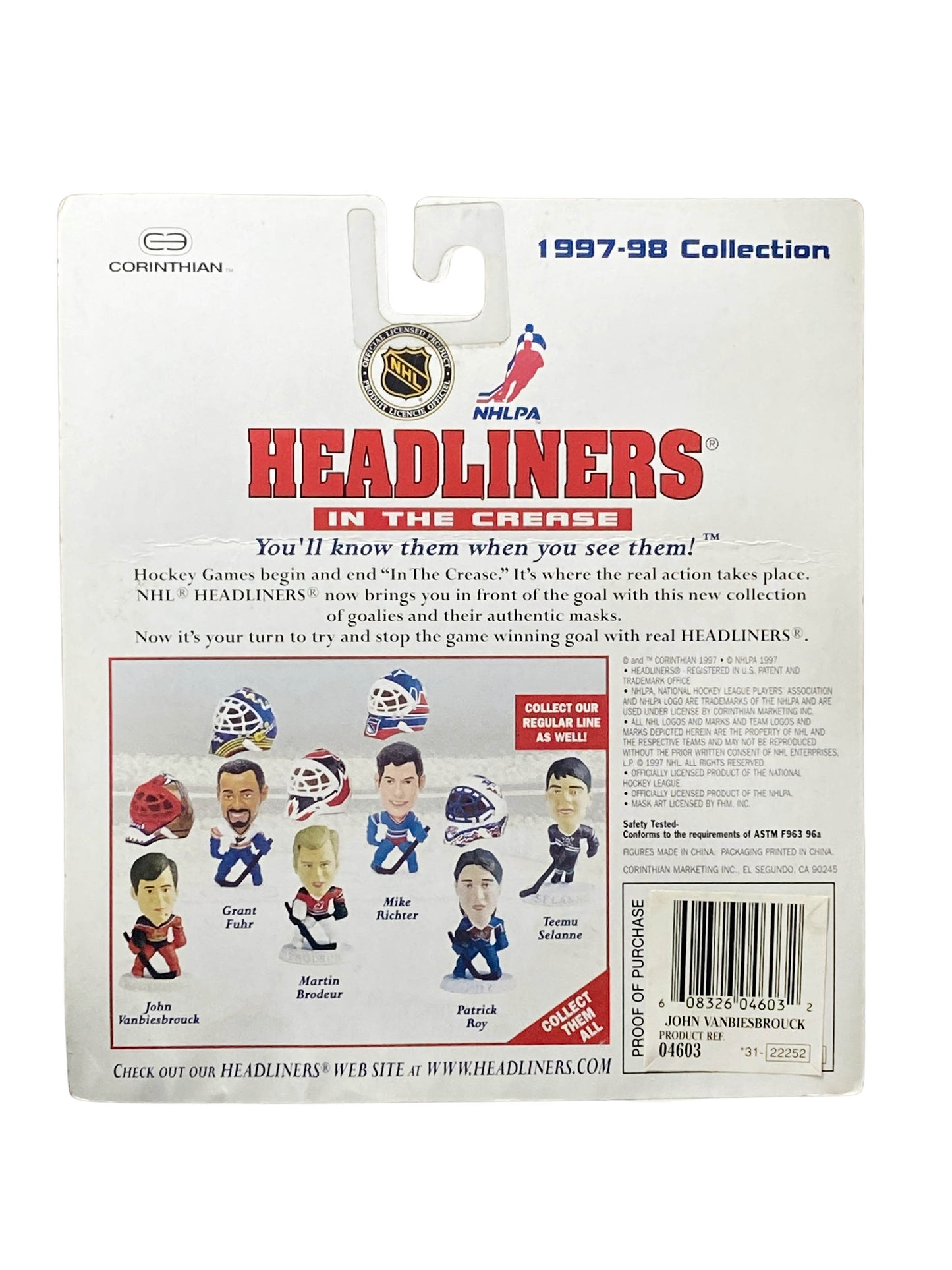 John Vanbiesbrouck Headliners In The Crease NHL 1997-98 Goalie Figure 022025AST2