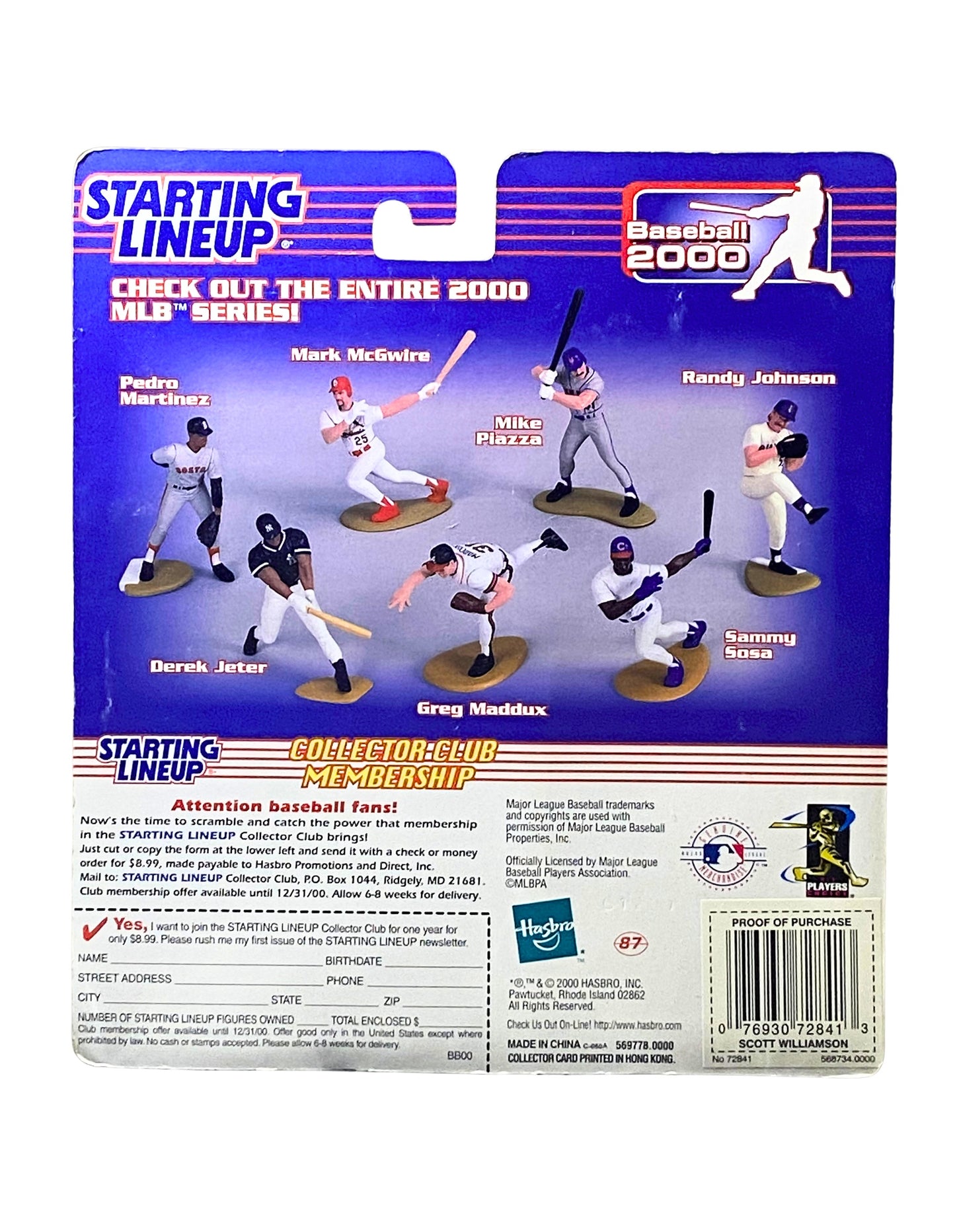 SCOTT WILLIAMSON 2000 STARTING LINE-UP SLU EXTENDED ROOKIE FIGURE&RC!REDS P RC
