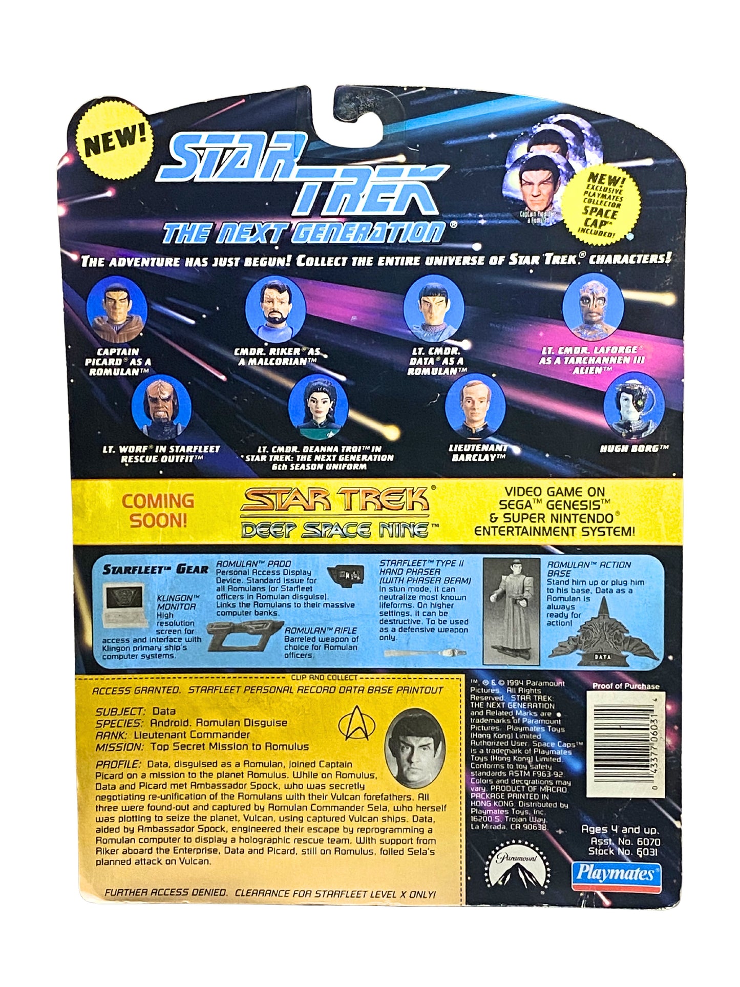 Star Trek TNG Lt. Commander Data as Romulan 5" Action Figure 1994 Playmates NIP