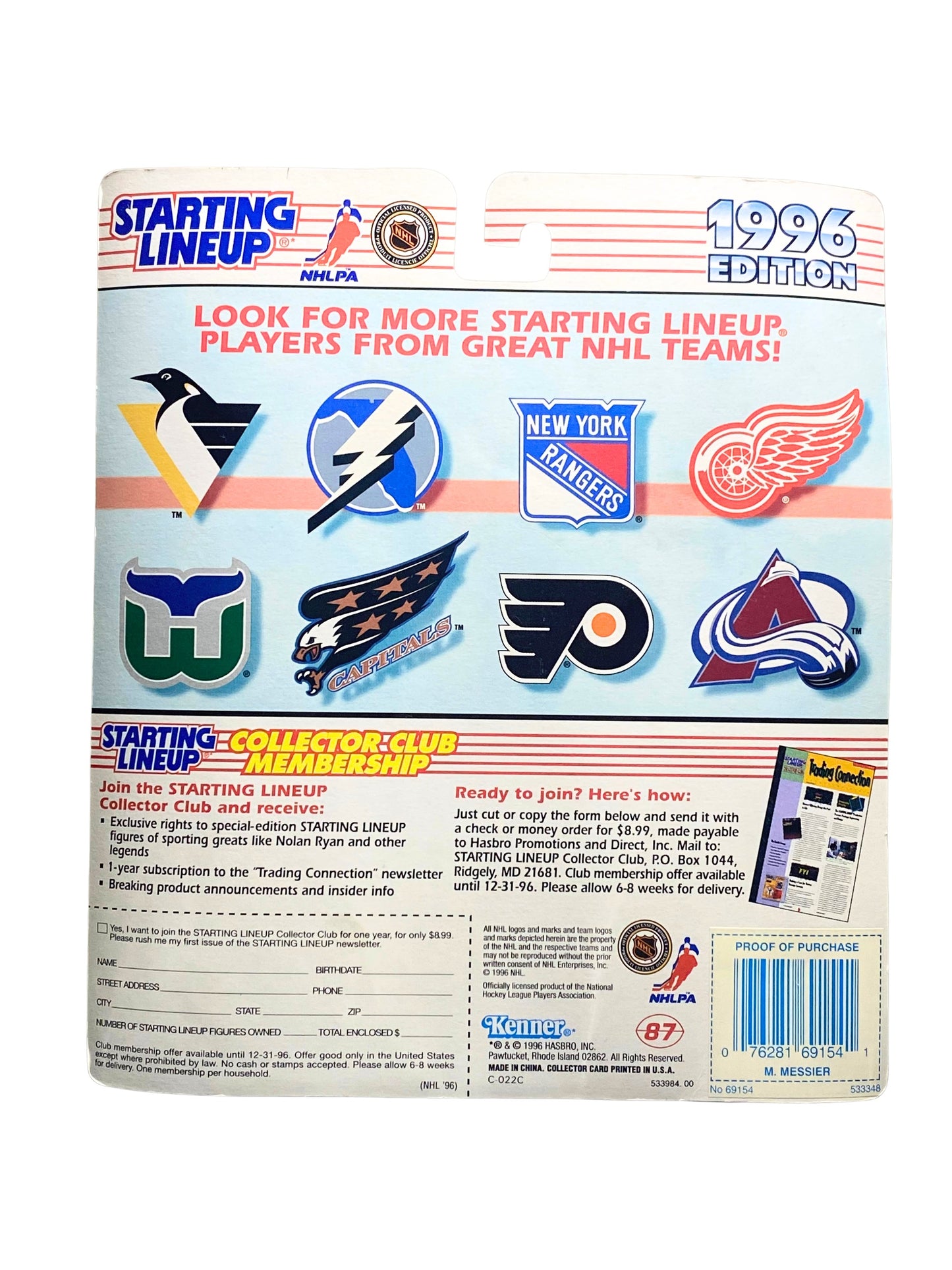 Starting Line Up NHL Mark Messier Hockey Action Figure Toy Sealed Kenner 1996
