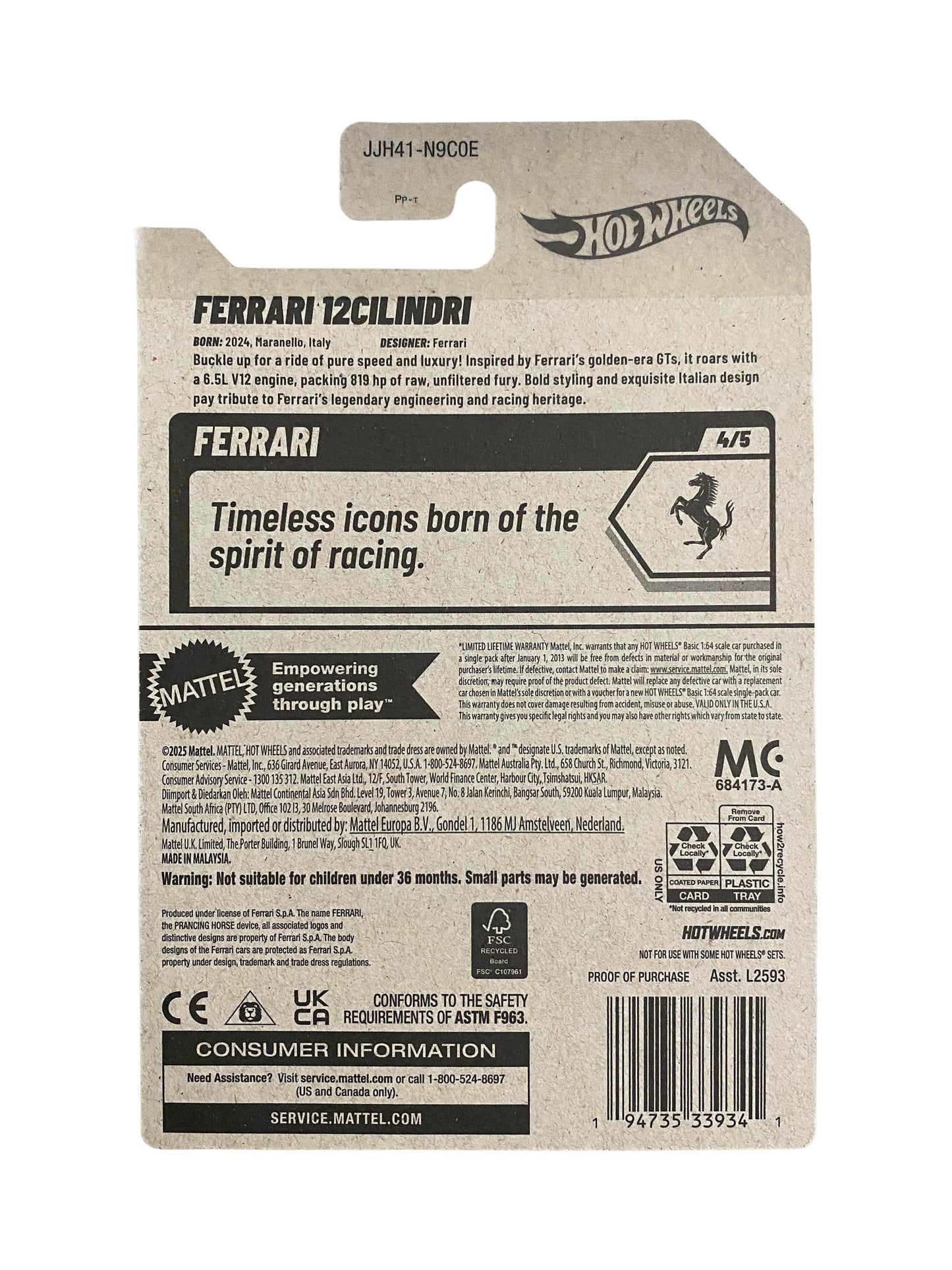2026 Hot Wheels Ferrari 12Cilindri 94/250