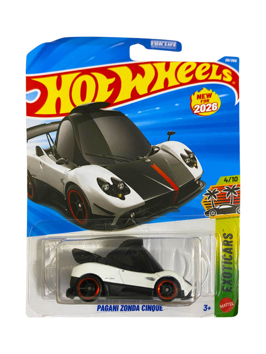 Hot Wheels Pagani Zonda Cinque Exoticars 1:64 Diecast Car White Black Red 2026