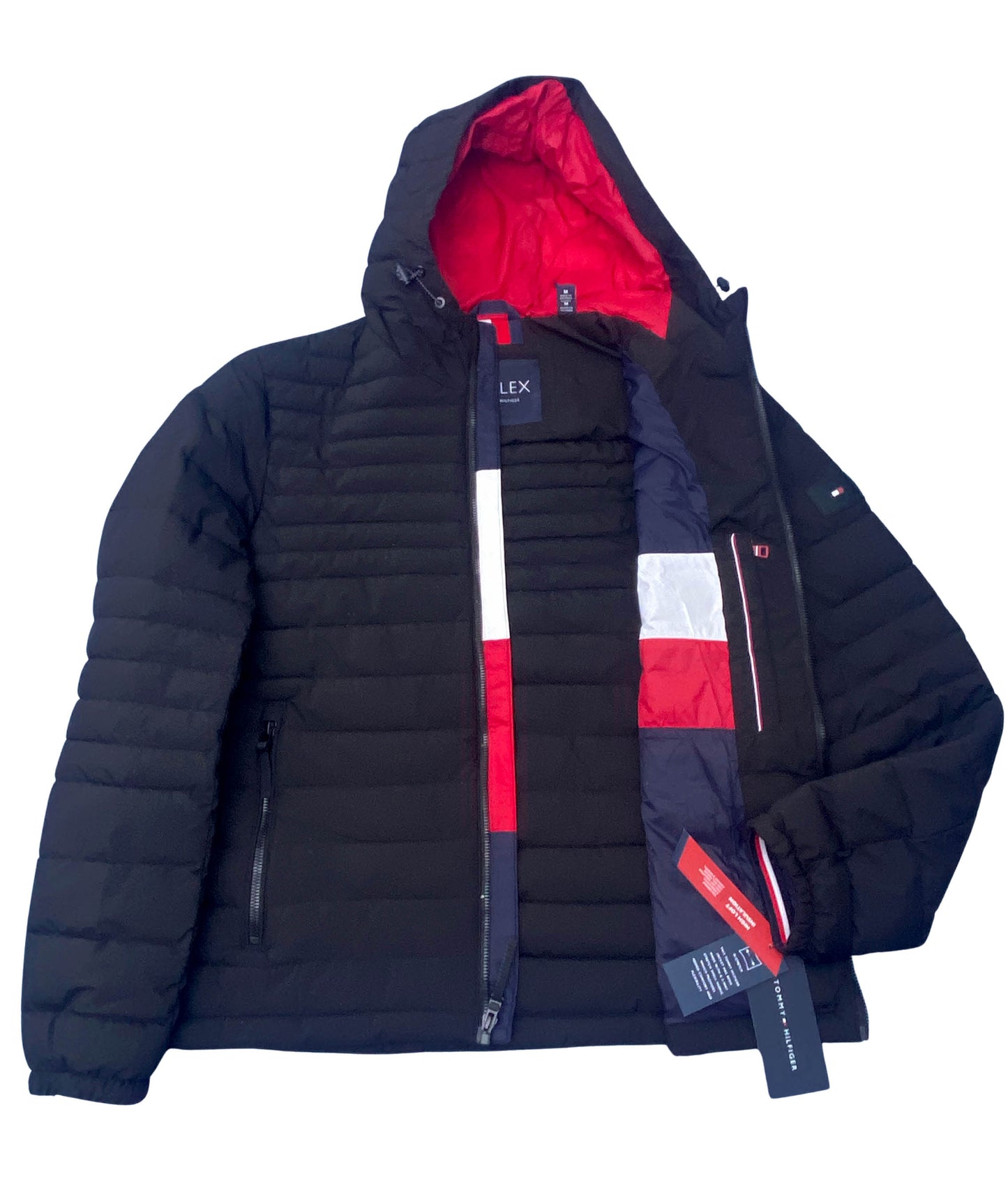 Tommy Hilfiger  Stretch Poly Hooded Packable Jacket, Black, Medium