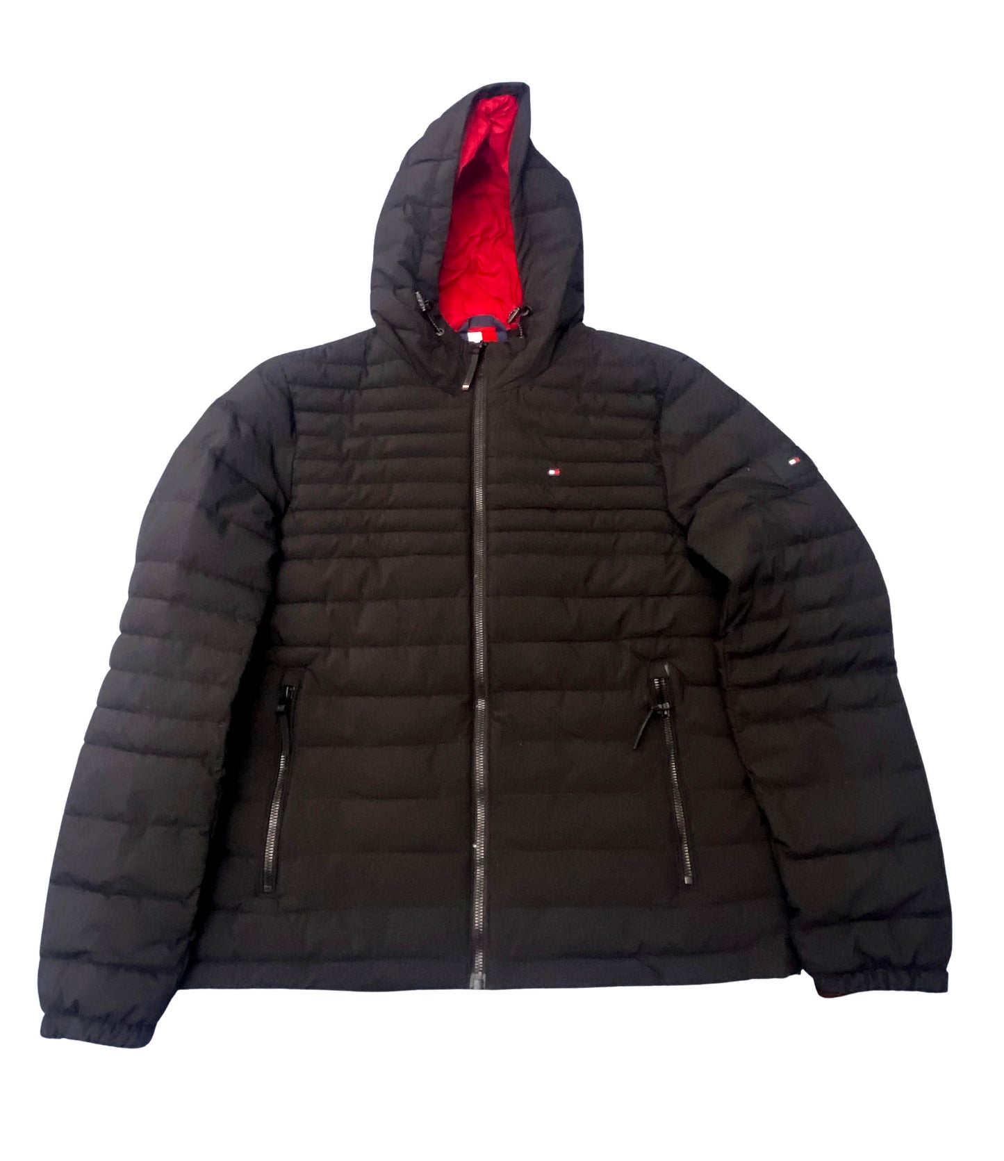 Tommy Hilfiger  Stretch Poly Hooded Packable Jacket, Black, Medium