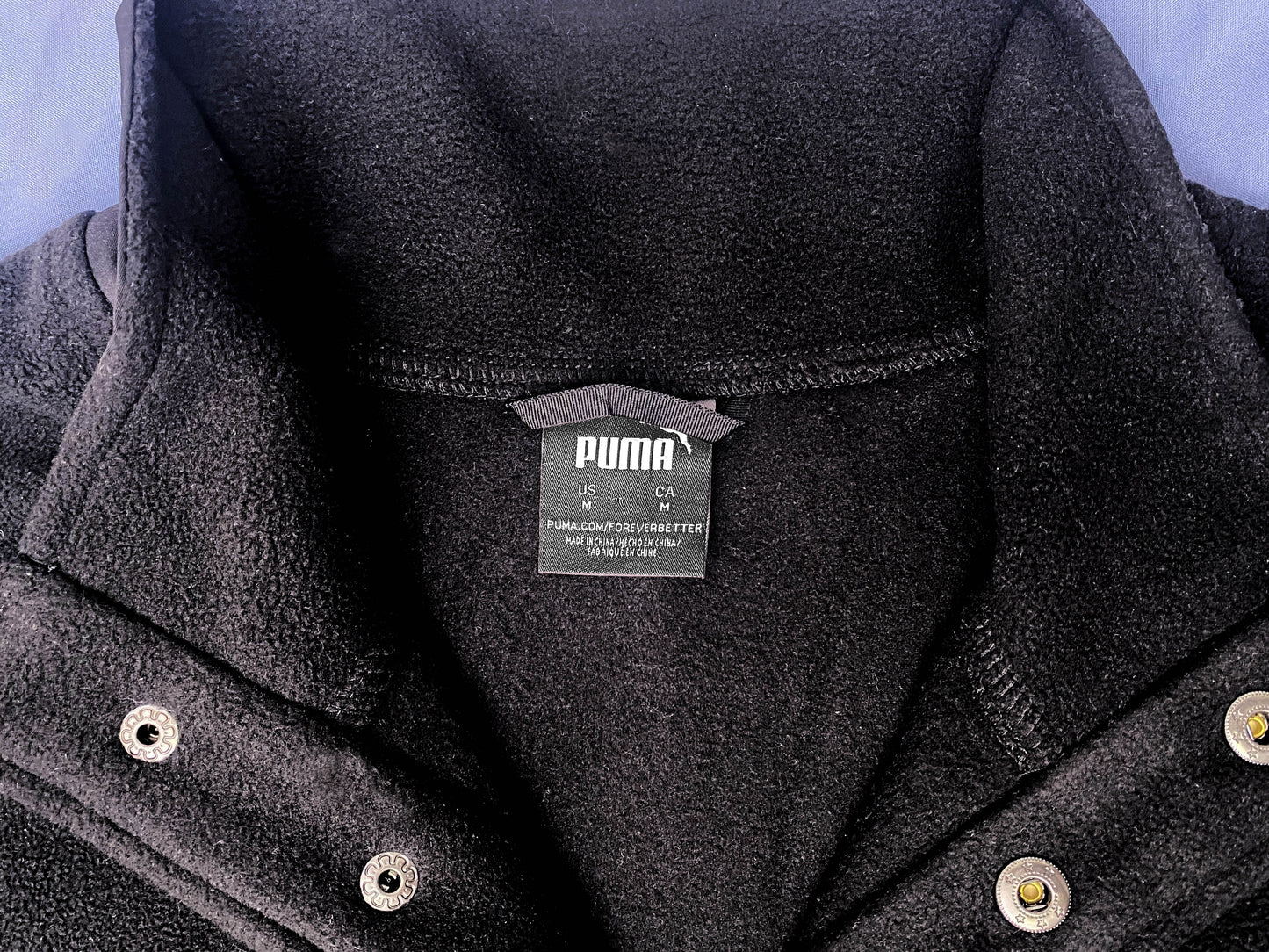 Polar fleece jacket w/ snap closure puma black Sz  M "Sale"