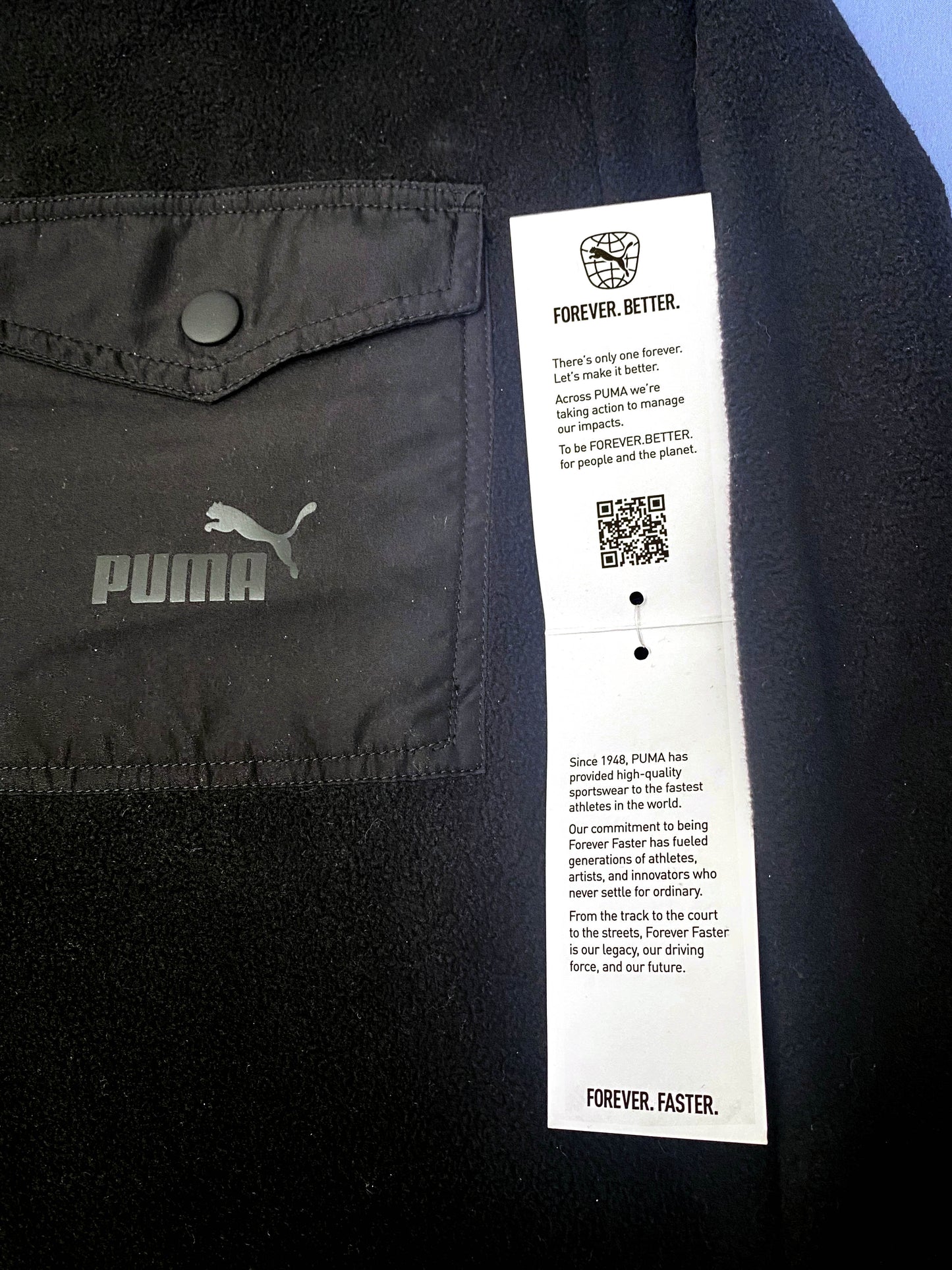 Polar fleece jacket w/ snap closure puma black Sz  M "Sale"