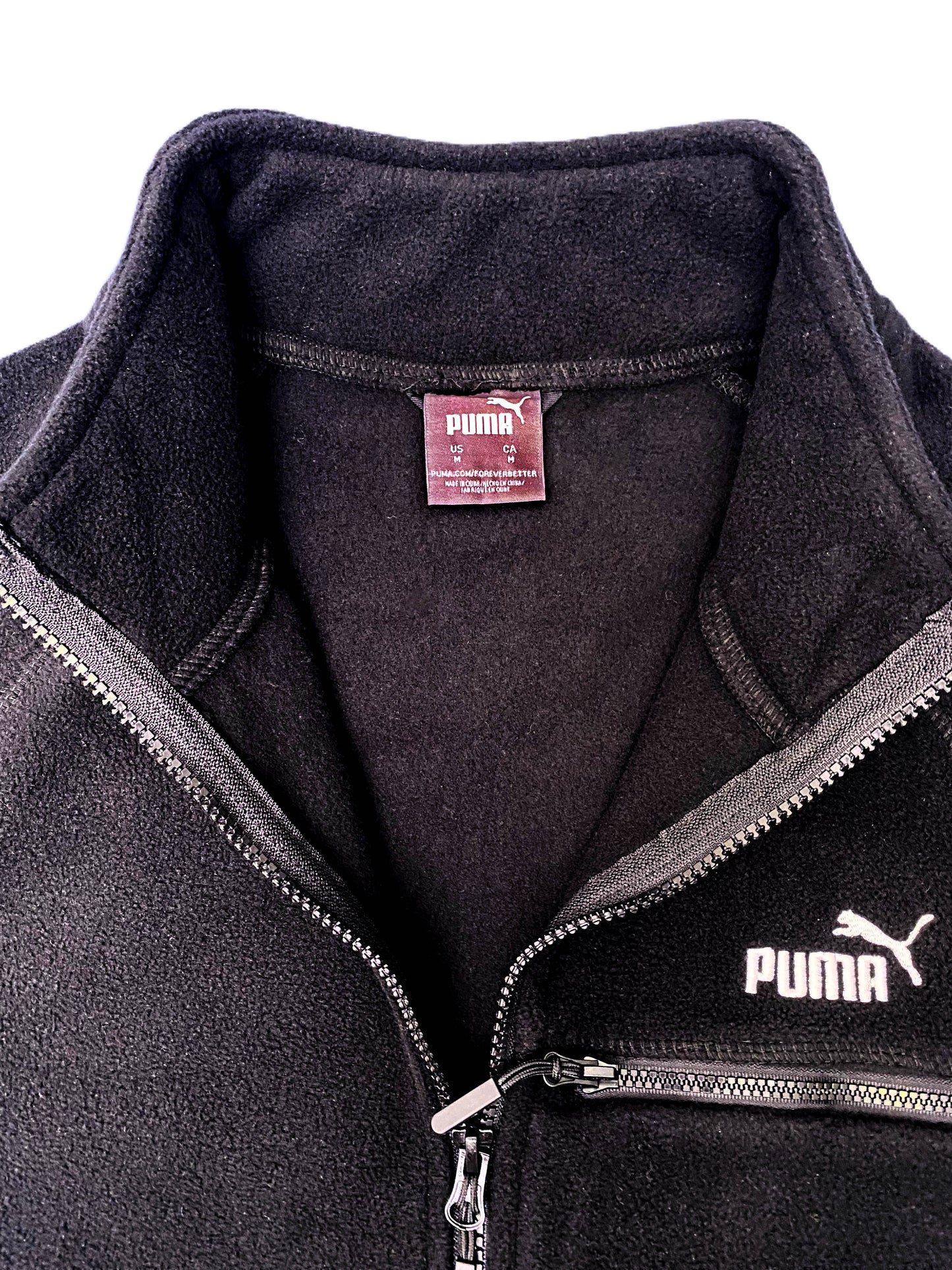 Puma Polar Fleece Jacket Mens Medium Black Full Zip Pockets Logo Outdoor NWT "Sale"