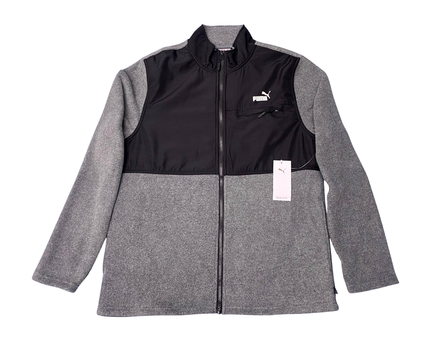 NEW Puma Polar Fleece Jacket Men’s Medium Char/Blk Heather Full Zip $90 MSRP NWT