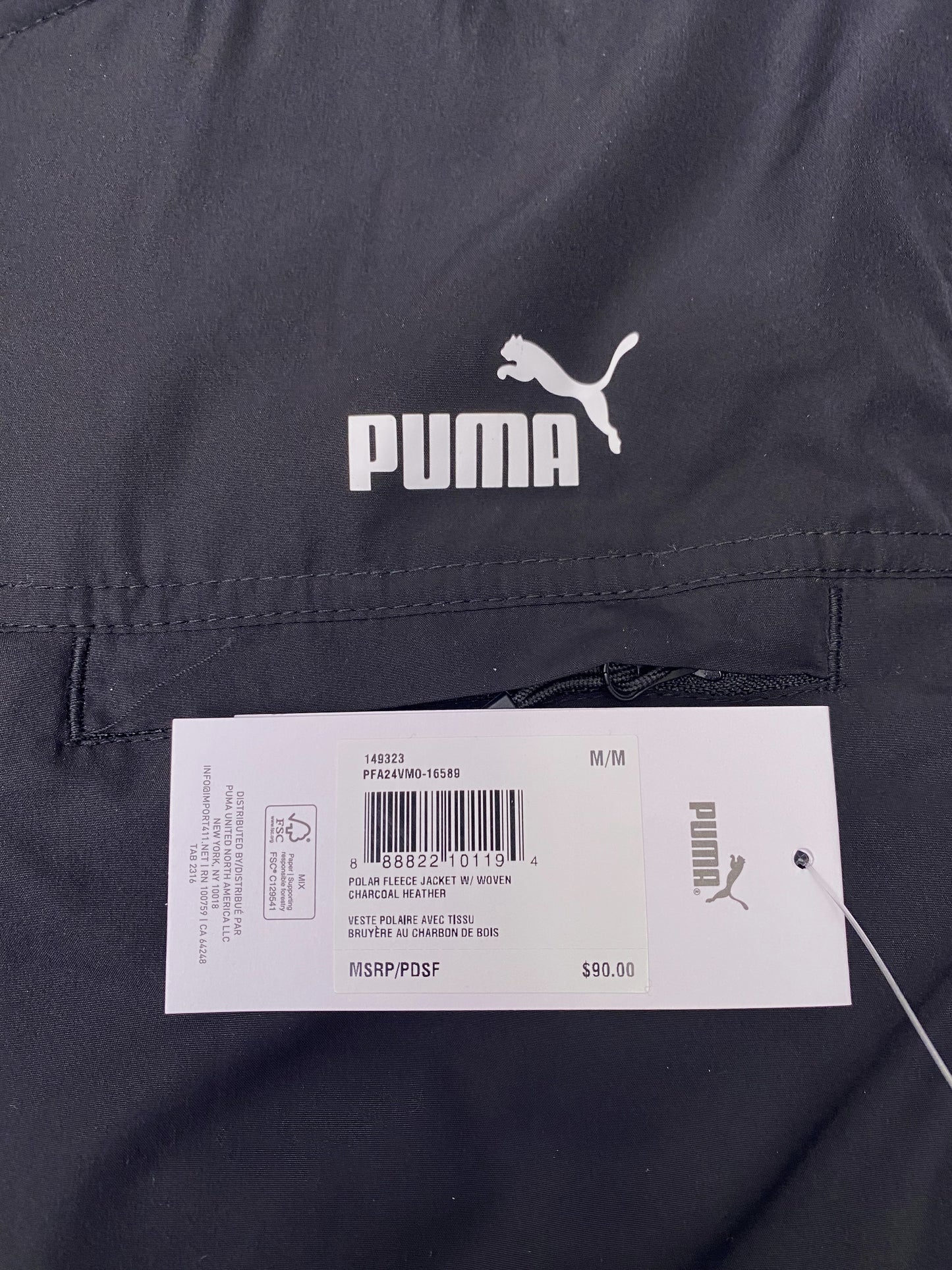 NEW Puma Polar Fleece Jacket Men’s Medium Char/Blk Heather Full Zip $90 MSRP NWT