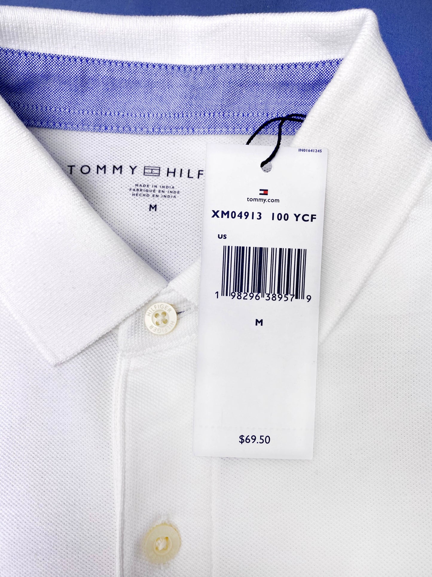 Tommy Hilfiger Mens Cotton ss Polo Shirt NY 1985 Embroidered Logo White Medium