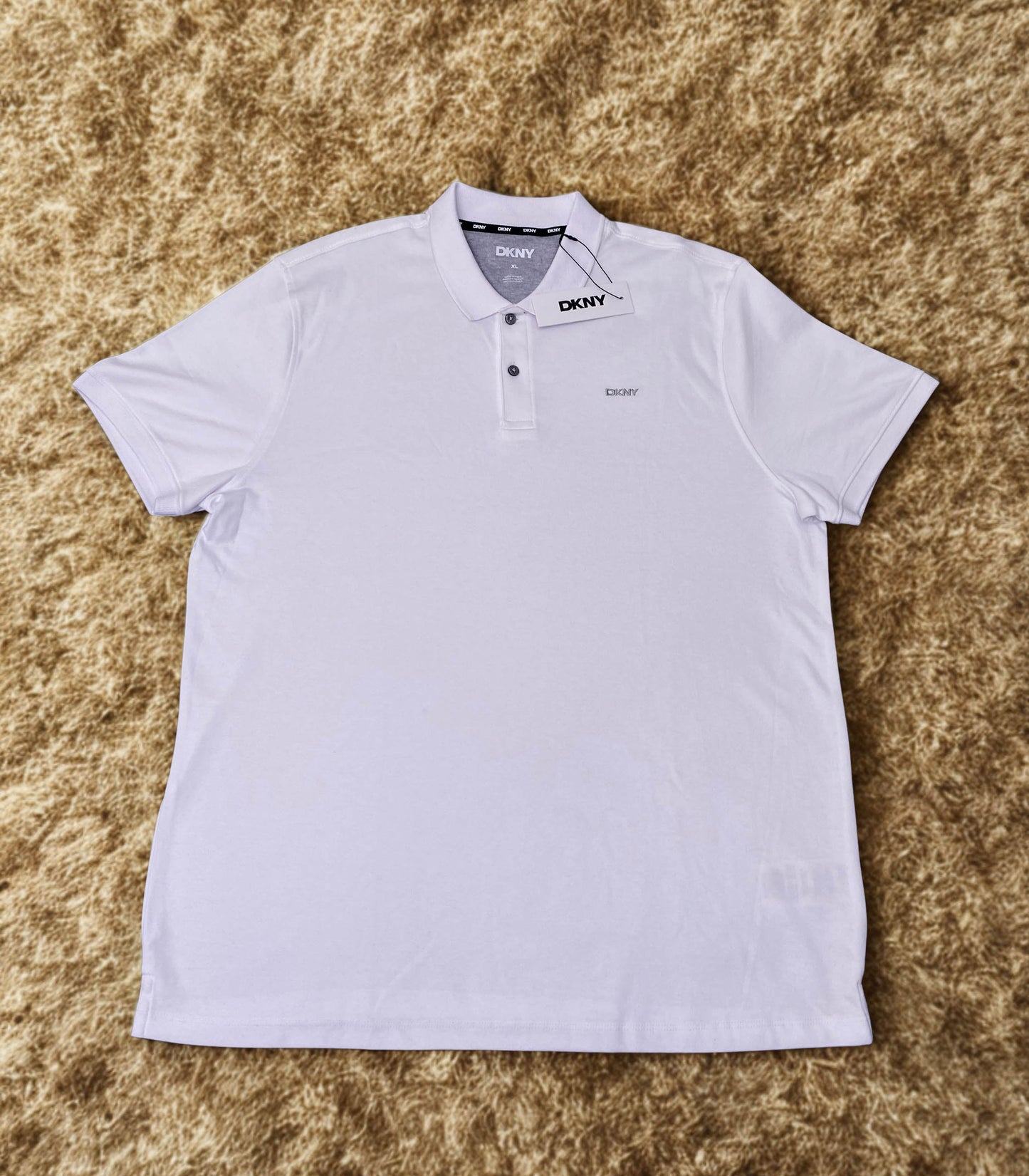 DKNY Men’s Polo Shirt Size XL White "Sale"