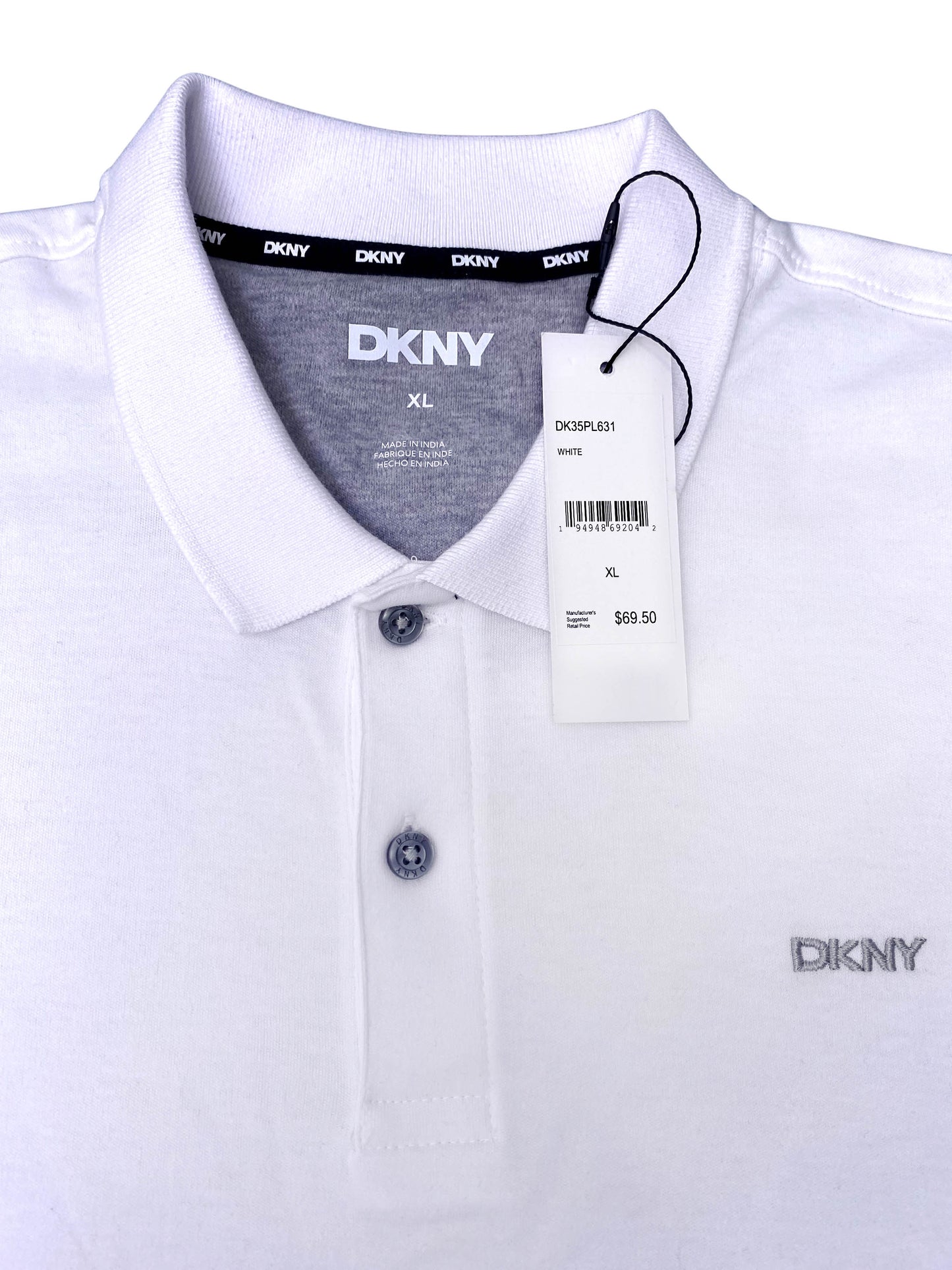 DKNY Men’s Polo Shirt Size XL White "Sale"