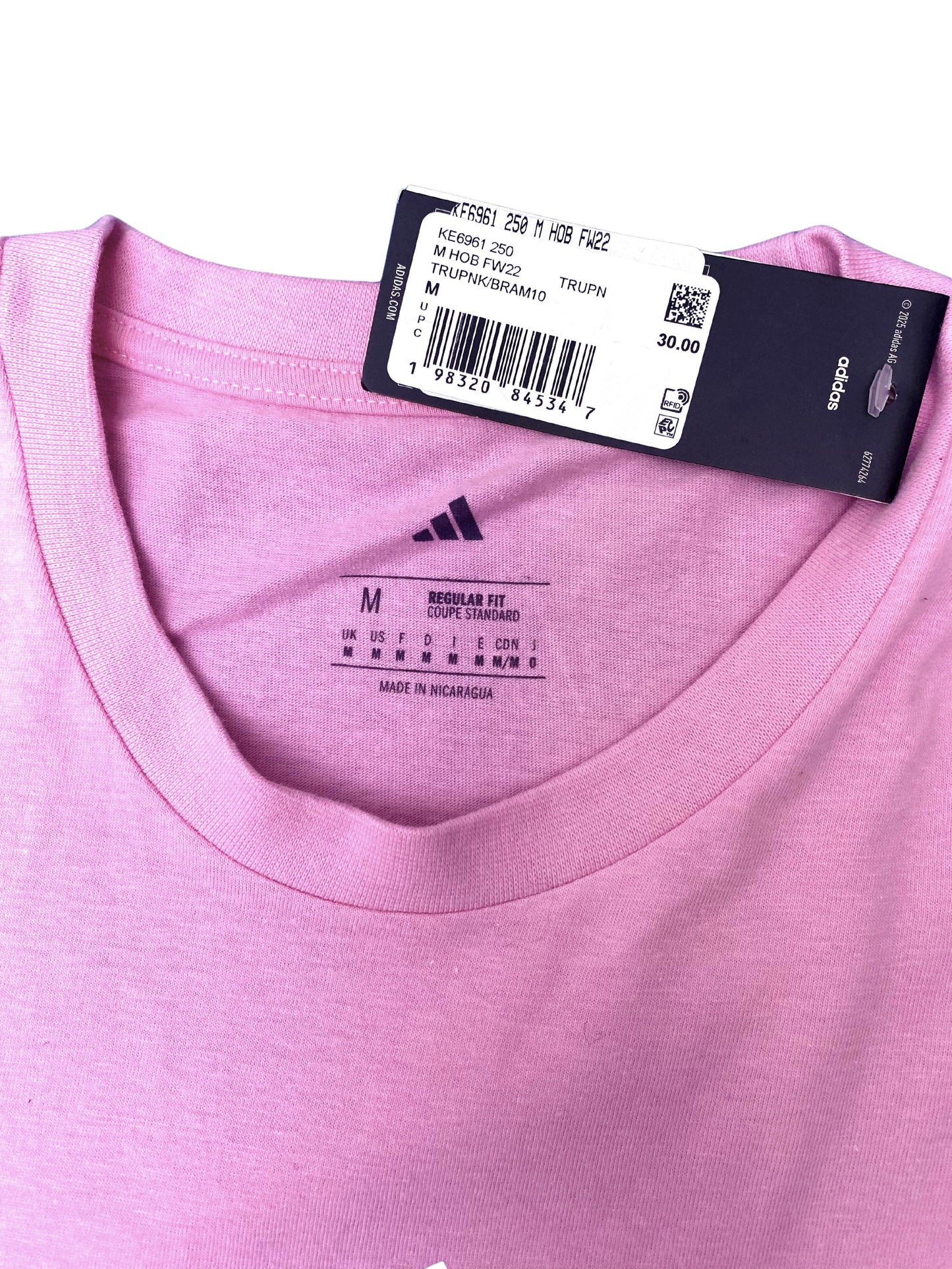 Adidas T-Shirt  Pink Big Logo Tee Short Sleeve Athletic Casual