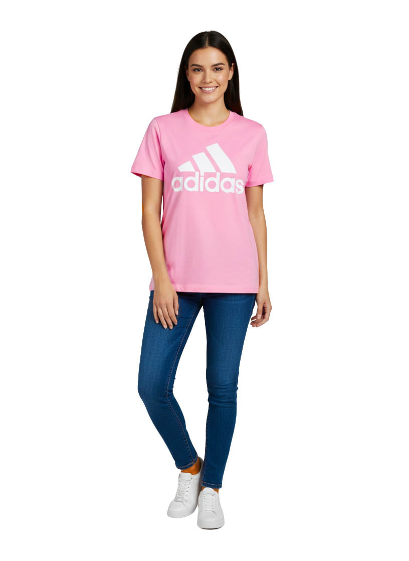 Adidas T-Shirt  Pink Big Logo Tee Short Sleeve Athletic Casual