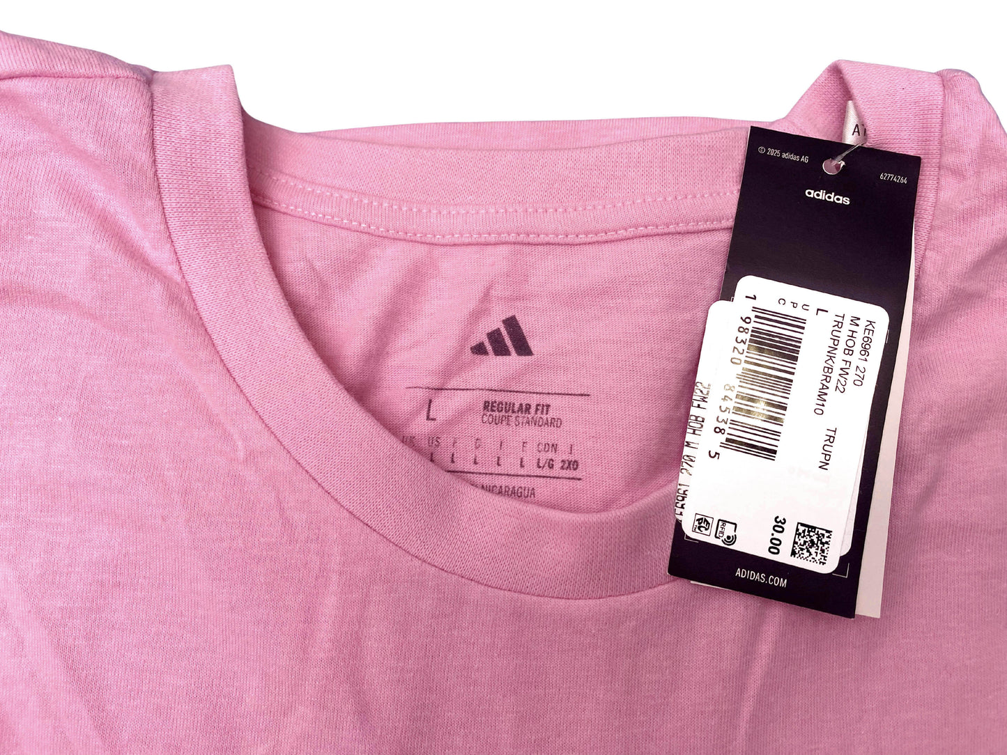 Adidas T-Shirt  Pink Big Logo Tee Short Sleeve Athletic Casual
