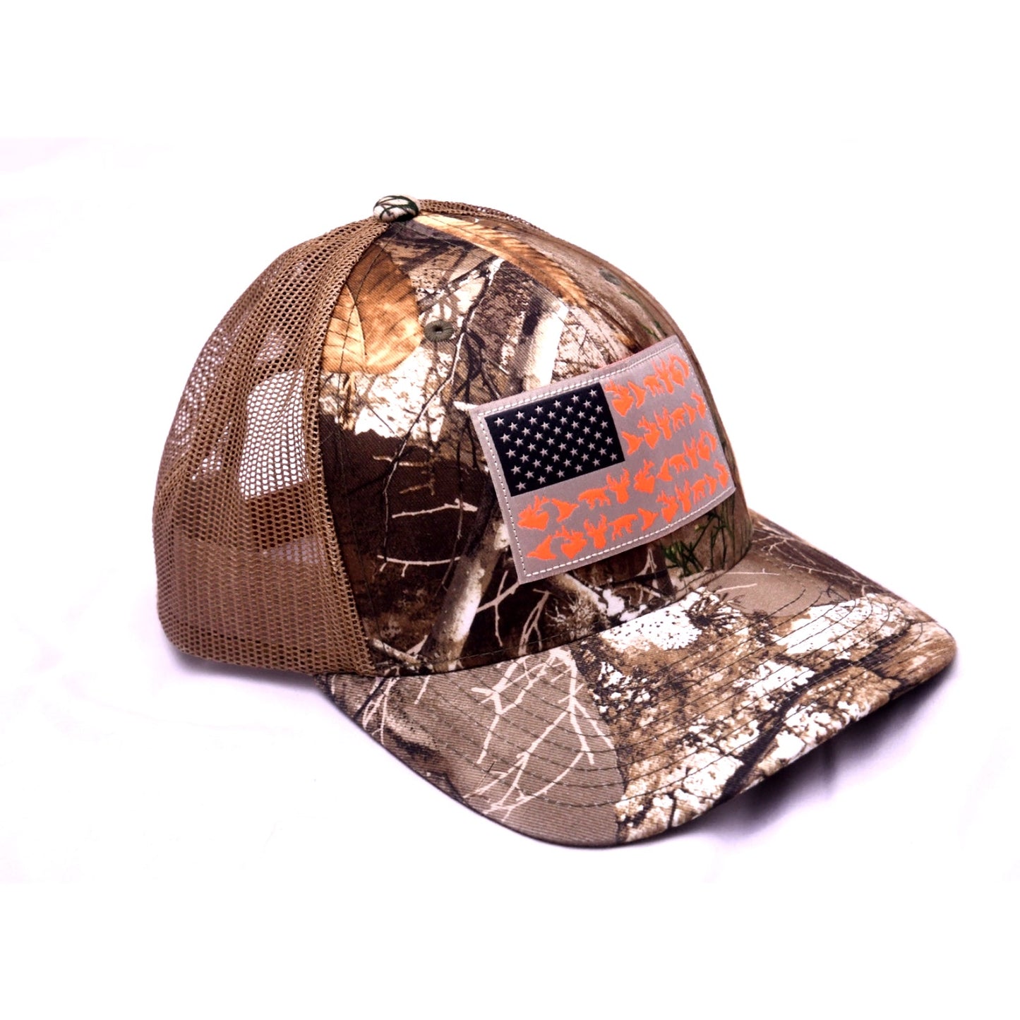 Columbia PFG PHG Realtree Edge camo trucker hat orange flag cap OS