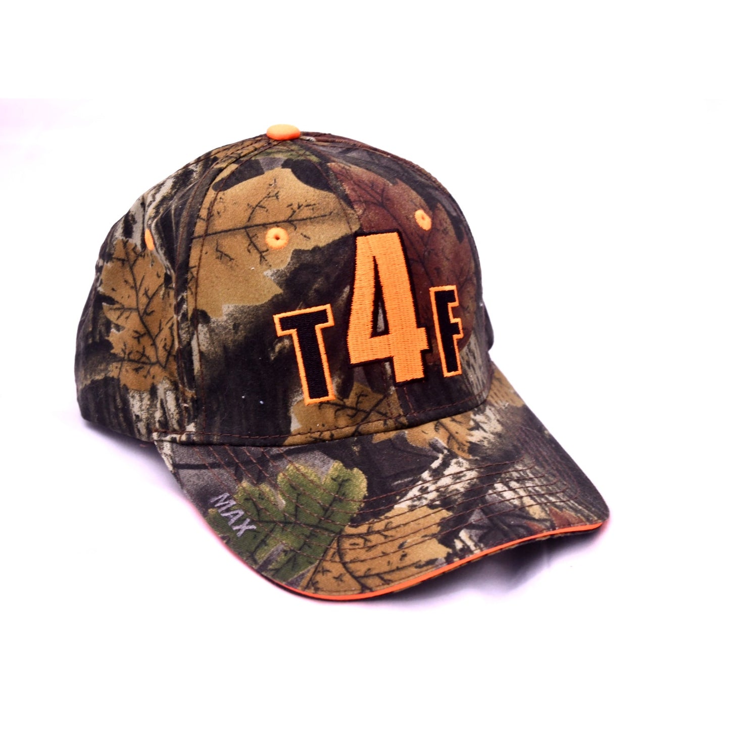 T4F MAX Realtree Camo Adjustable Hat Cap Orange Embroidered Hunting Outdoor
