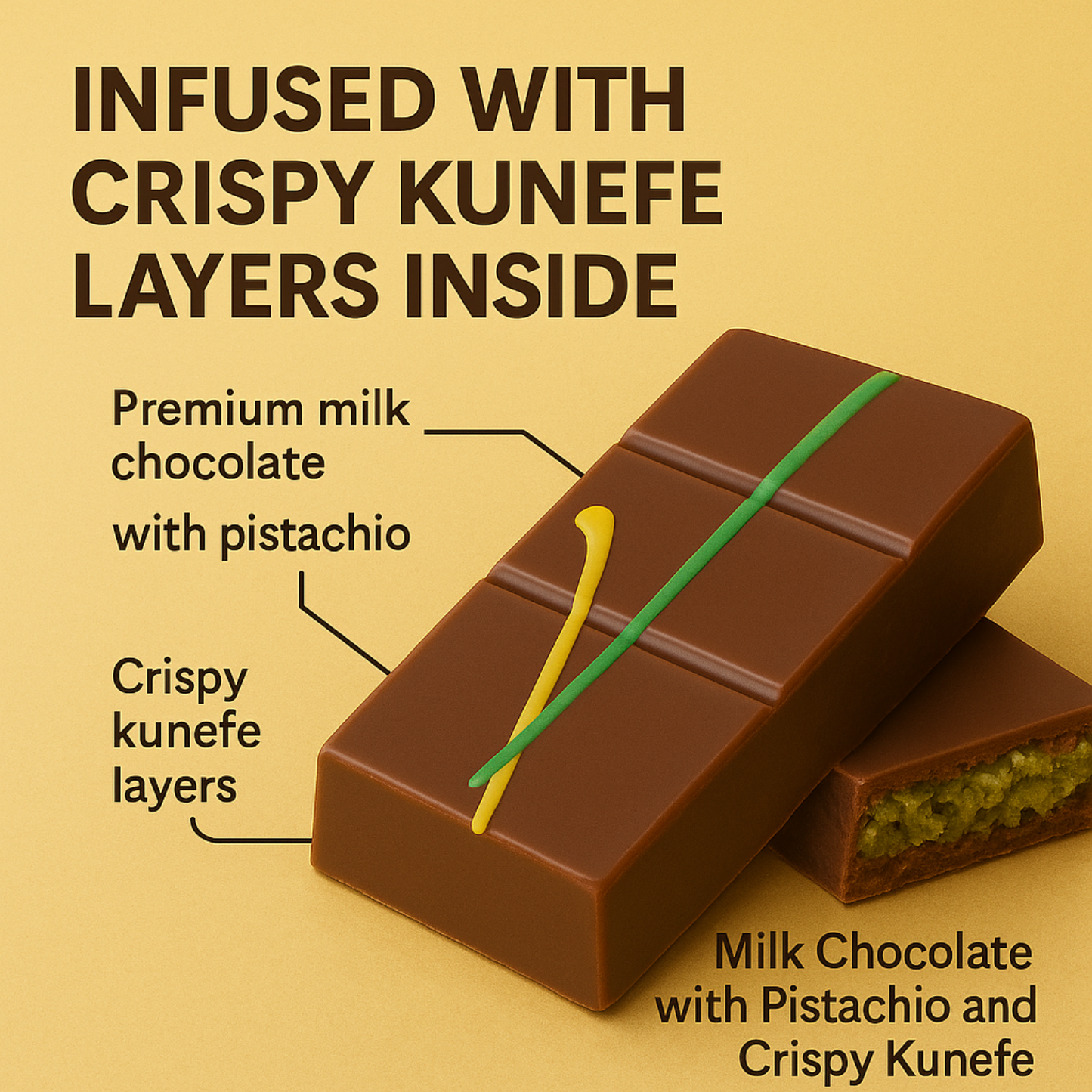 Dubai Chocolate Bar – Pistachio & Crispy Kunefe 3.53 oz