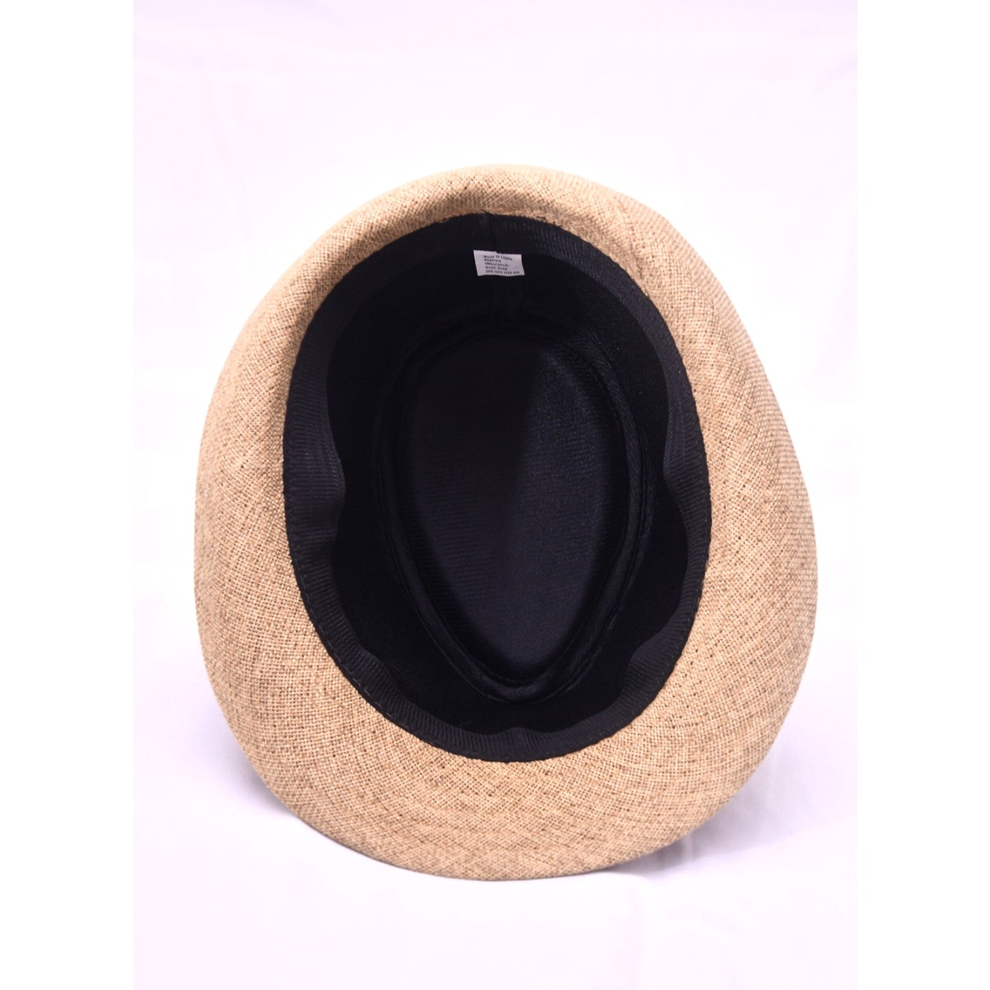 Beige Straw Fedora Hat Black Band Unisex Summer Beach Panama Style One Size
