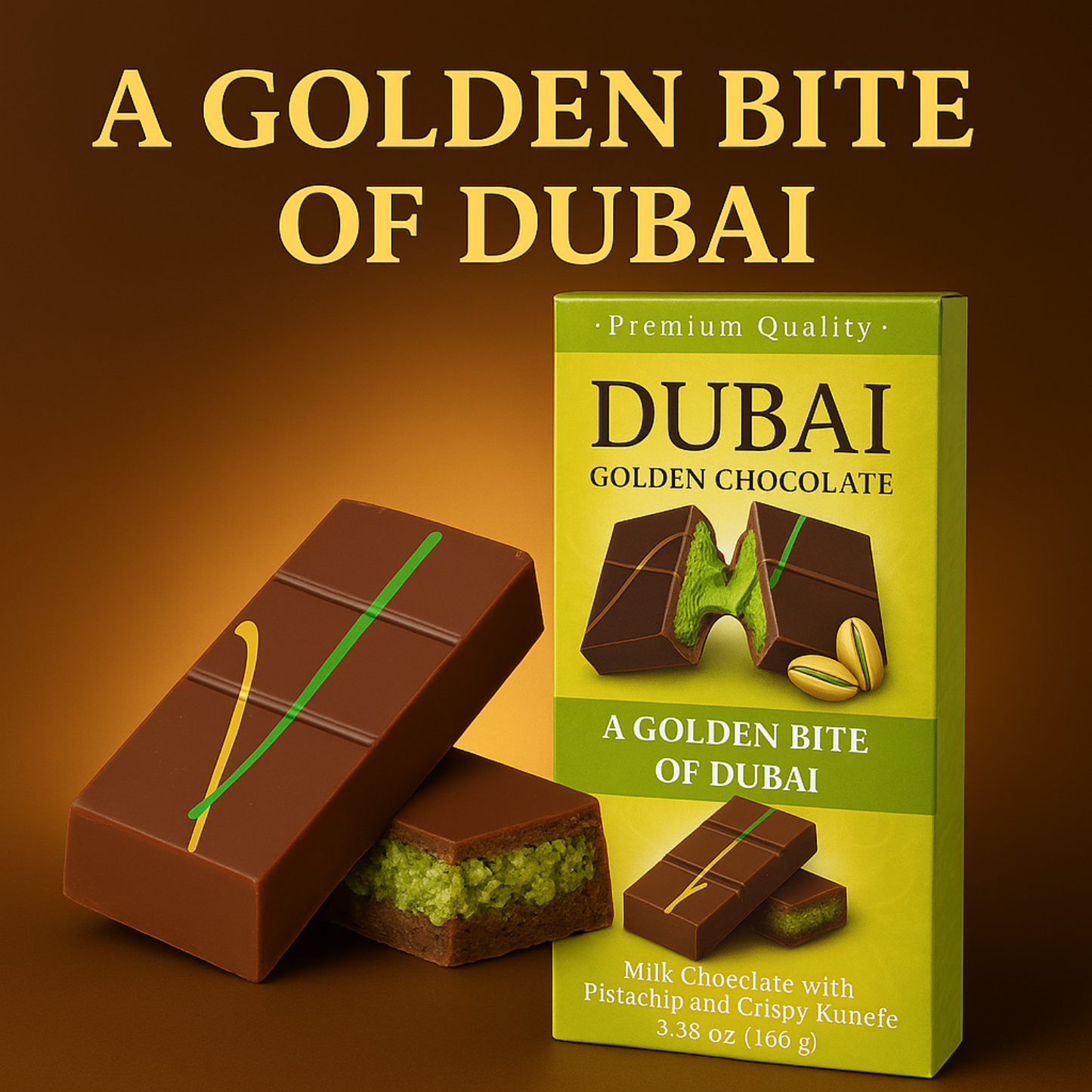 Dubai Chocolate Bar – Pistachio & Crispy Kunefe 3.53 oz