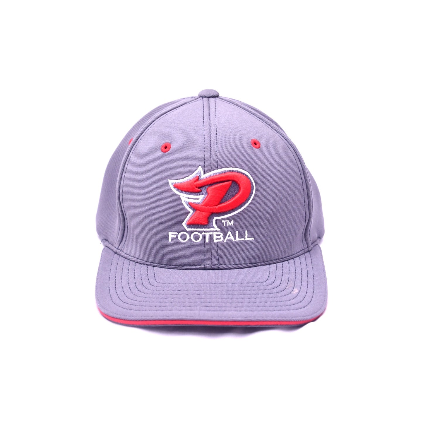 Pacific Headwear 798F Football Fitted Hat Gray Red SM-MED 6 7/8-7 3/8