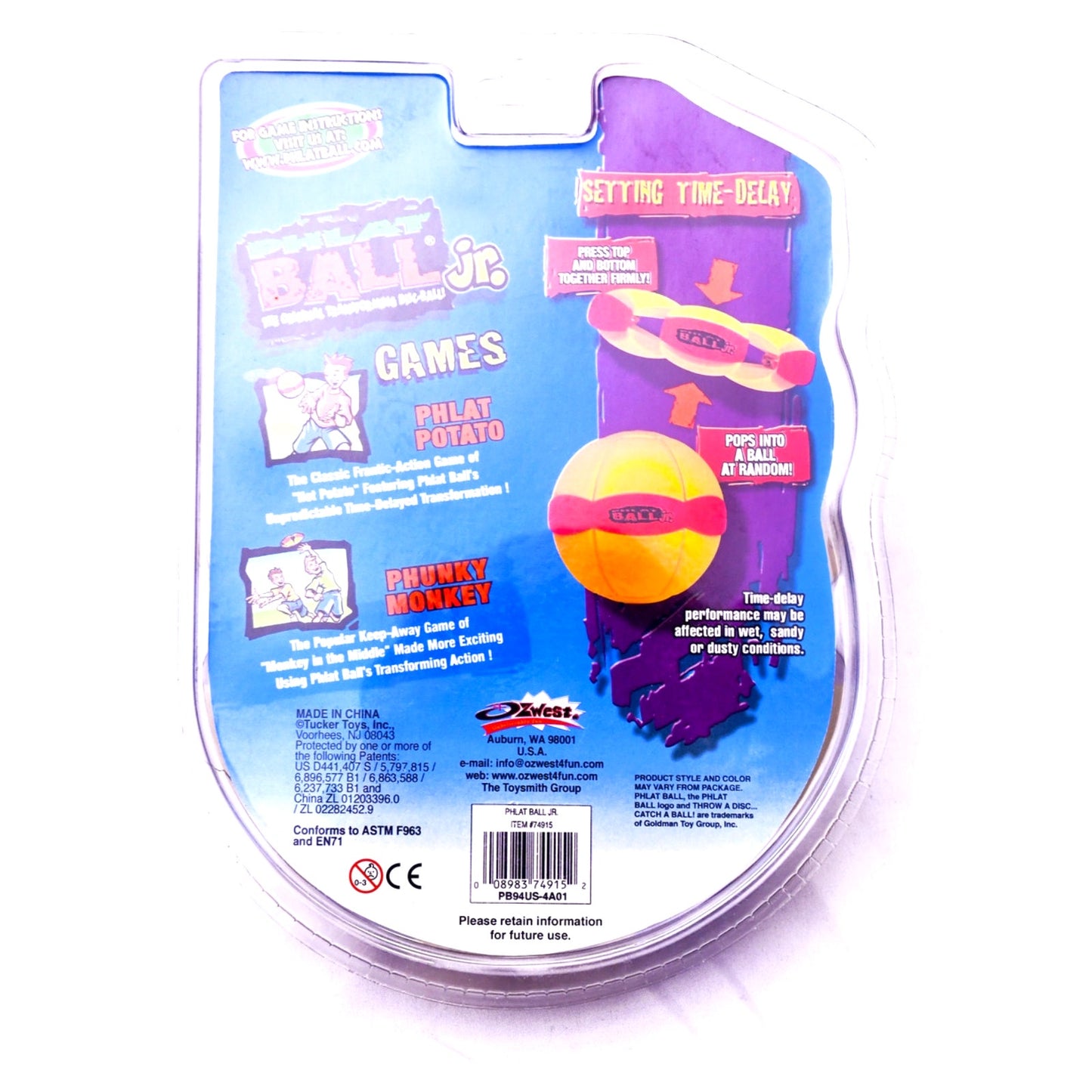 Phlat Ball Jr Transforming Disc Ball Blue Yellow Throw Catch Toy New Sealed