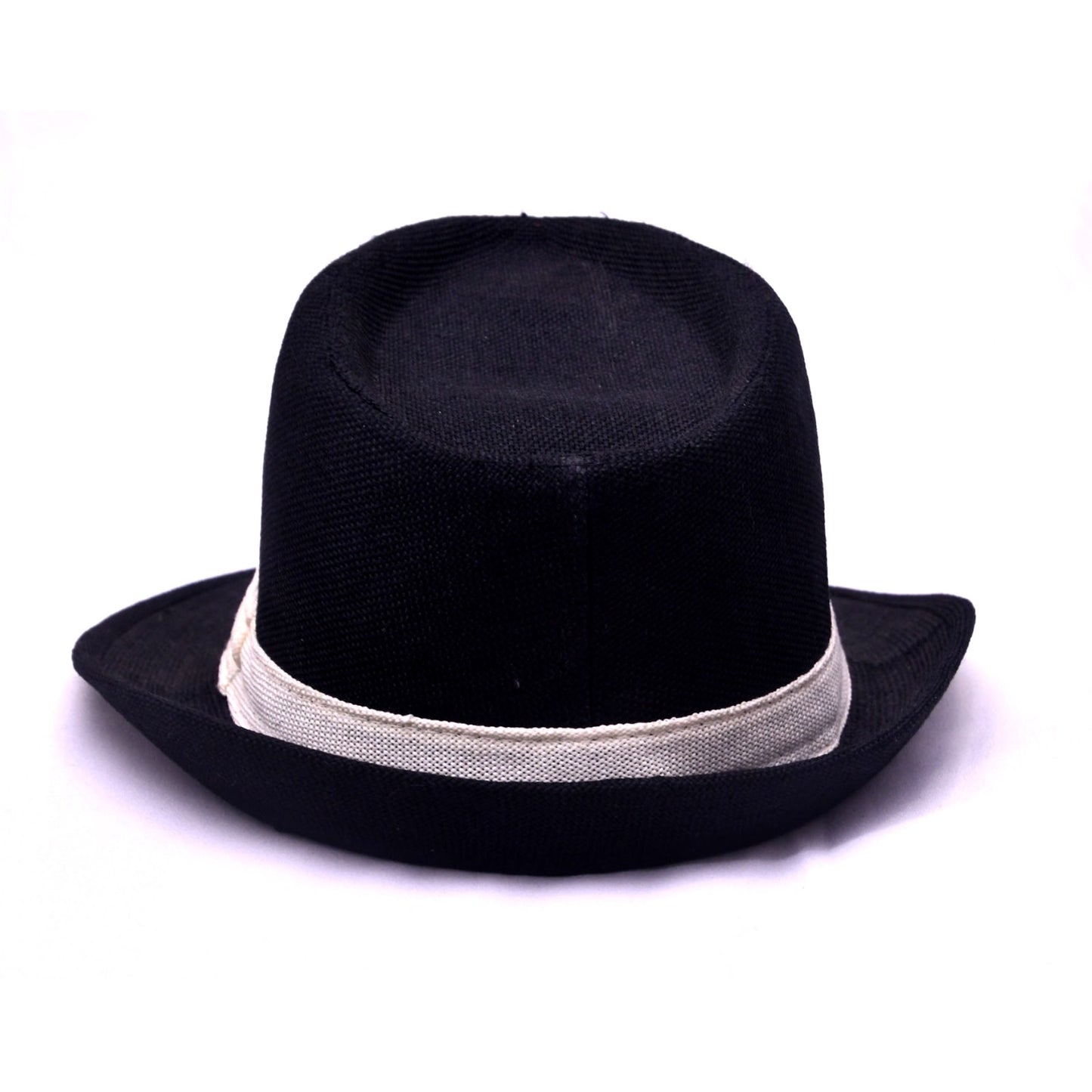 BUG Black Fedora Hat White Band Unisex Summer Beach Trilby Sun Hat One Size