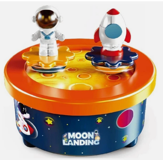 Moon Landing Music Box Theme Cake Topper w/Astronaut & Spaceship Dancing/Music