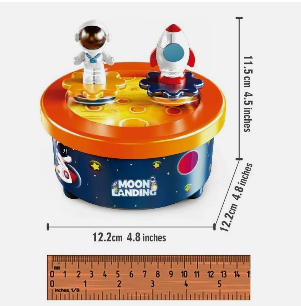 Moon Landing Music Box Theme Cake Topper w/Astronaut & Spaceship Dancing/Music