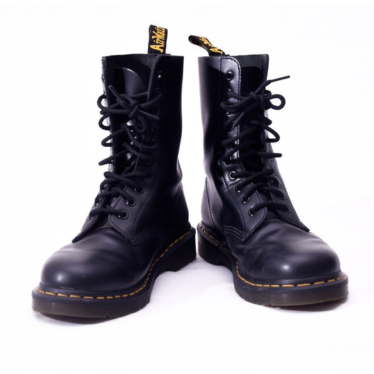 Dr. Martens 1490 10 Eye Black Smooth Leather Combat Boots Men's US 6 UK 5 EU38
