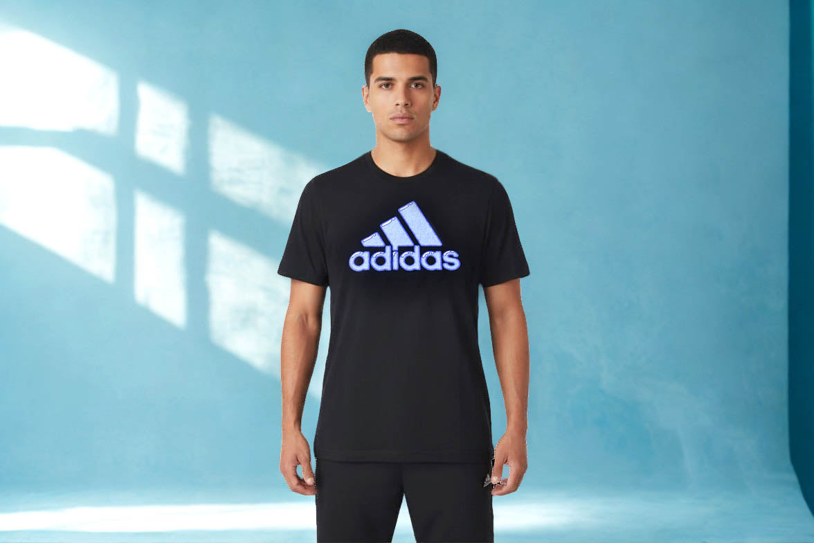 Adidas Mens Sketch Logo Crewneck Short Sleeve Cotton T-Shirt Black M