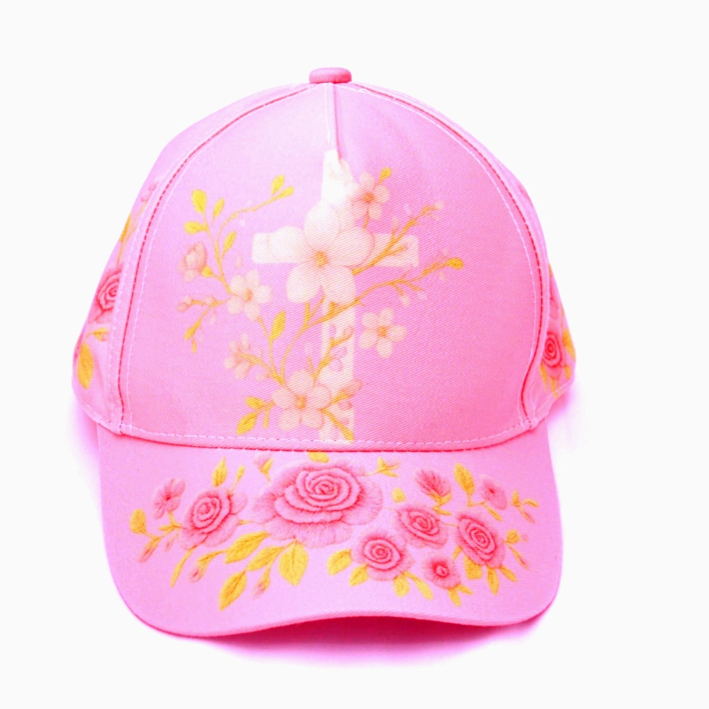 Pink Floral Embroidered Butterfly Adjustable Snapback Baseball Cap Women's One Size