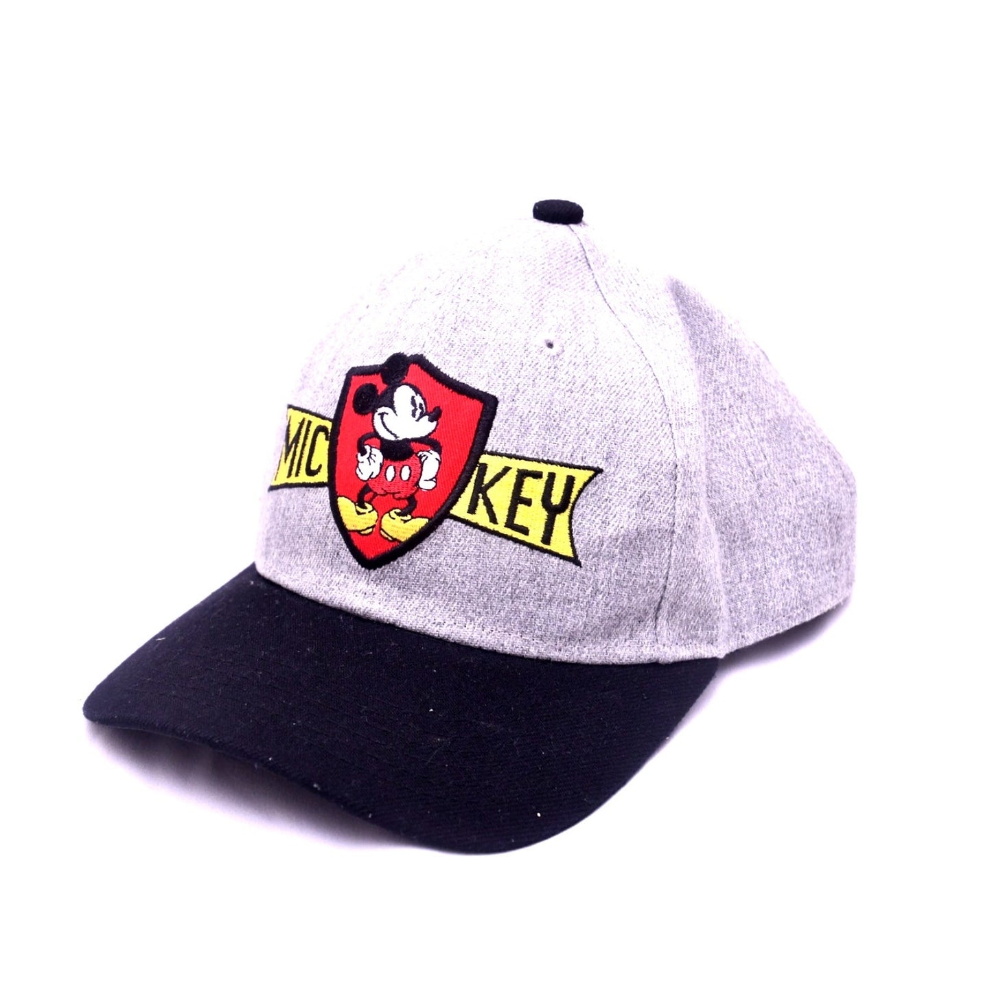 Disney Mickey Mouse Gray Black Snapback Hat Embroidered Crest Baseball Cap Adult