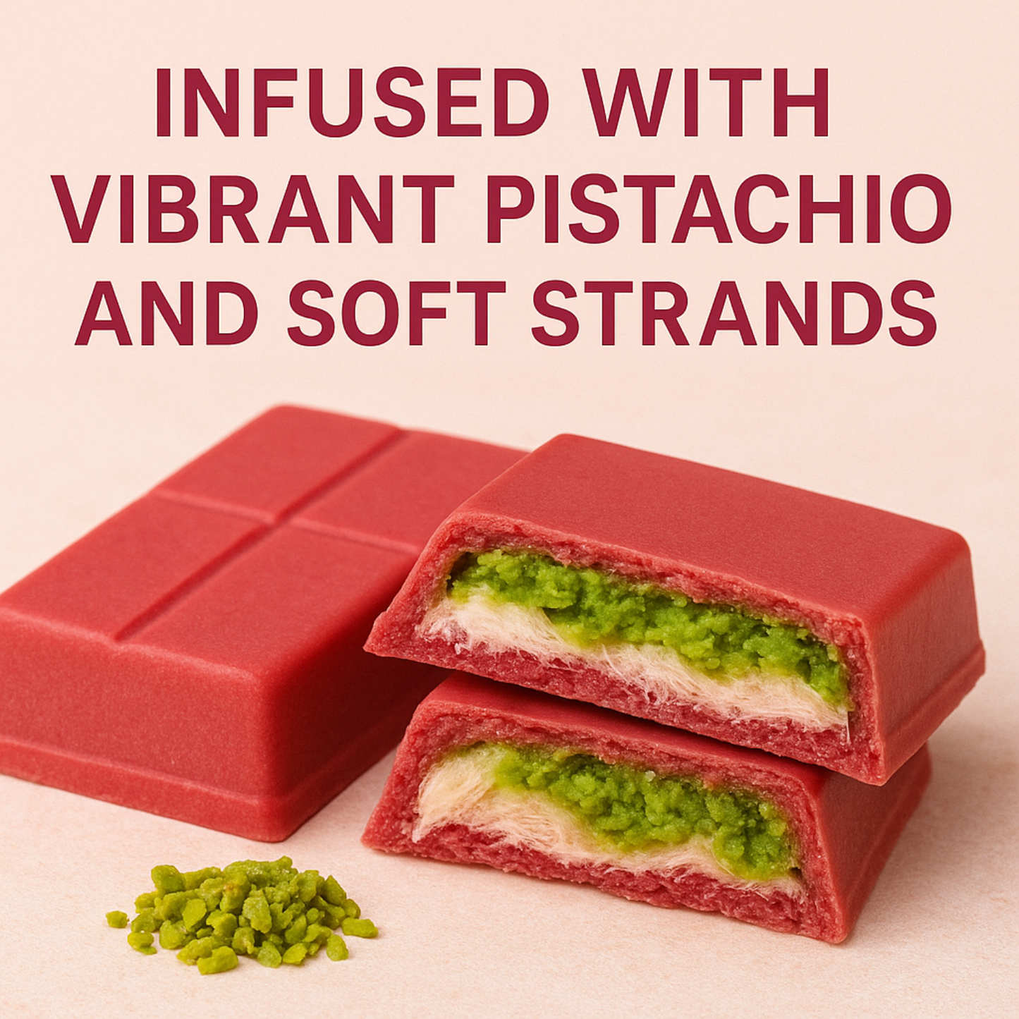 2.65 Oz Angel Hair Pink Chocolate Bar Cotton Candy+Pistachio