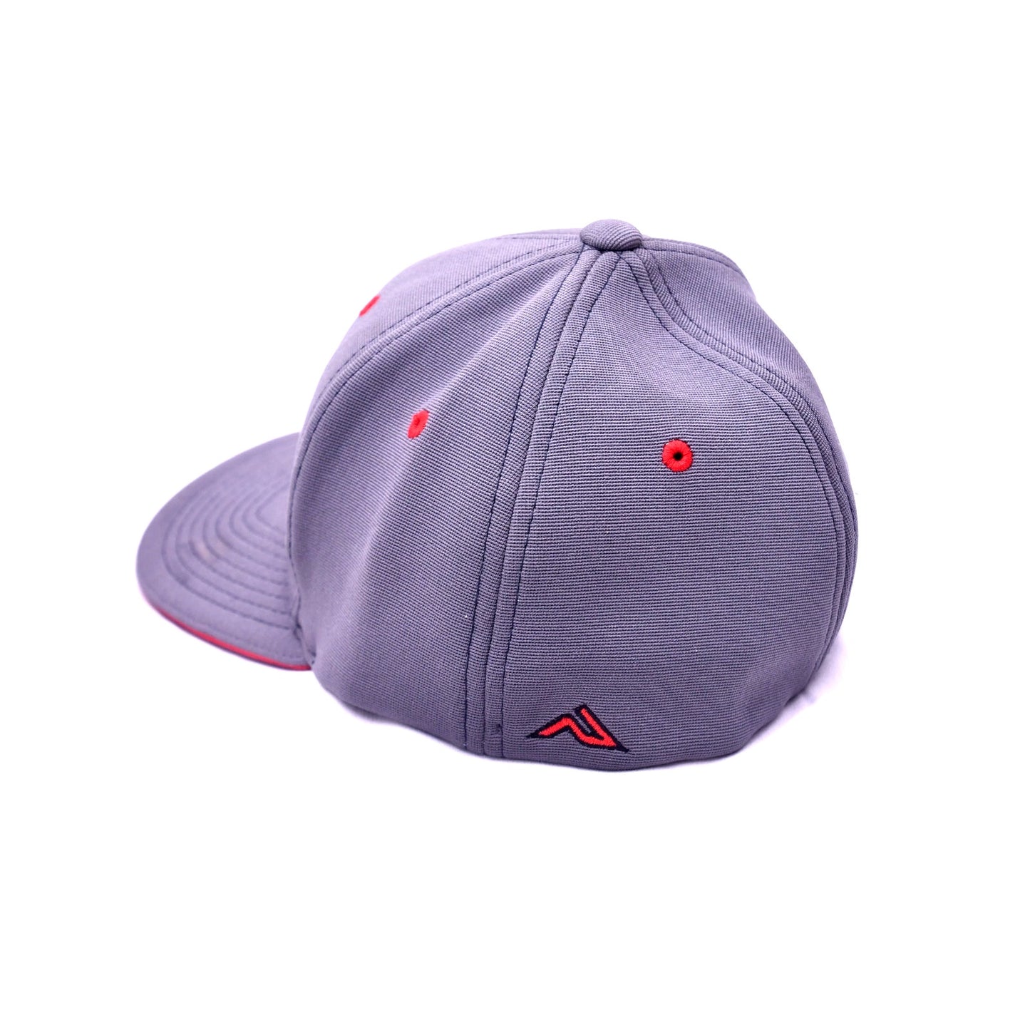 Pacific Headwear 798F Football Fitted Hat Gray Red SM-MED 6 7/8-7 3/8