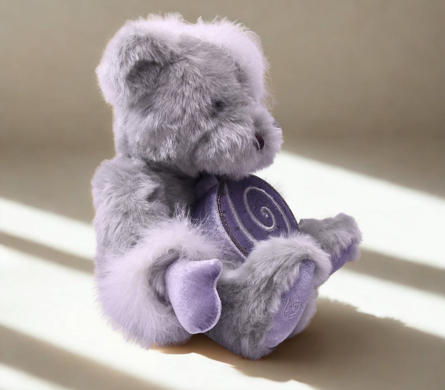 GAC 1999 Gray Teddy Bear Plush Purple Winter Hat Muff New with Tags