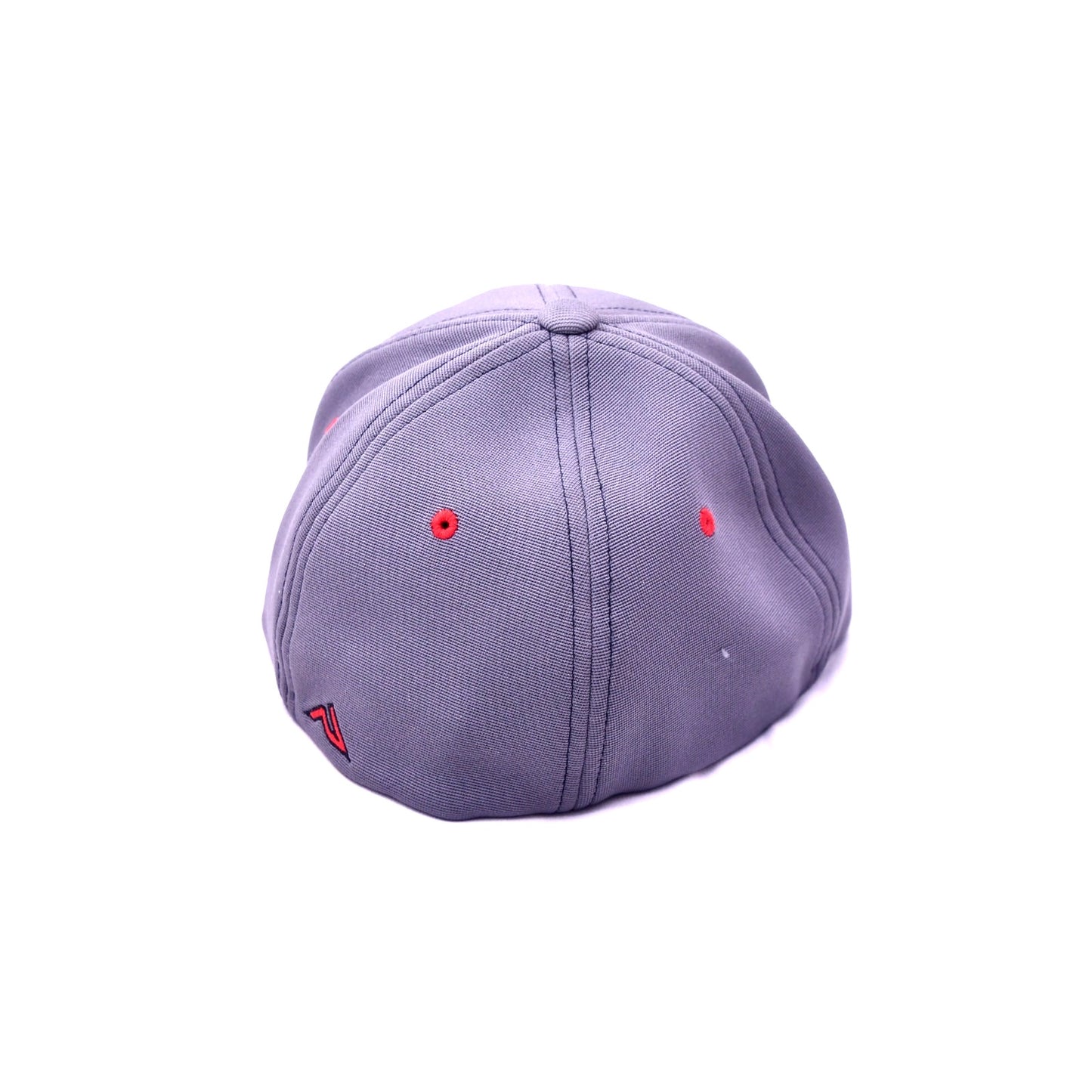 Pacific Headwear 798F Football Fitted Hat Gray Red SM-MED 6 7/8-7 3/8