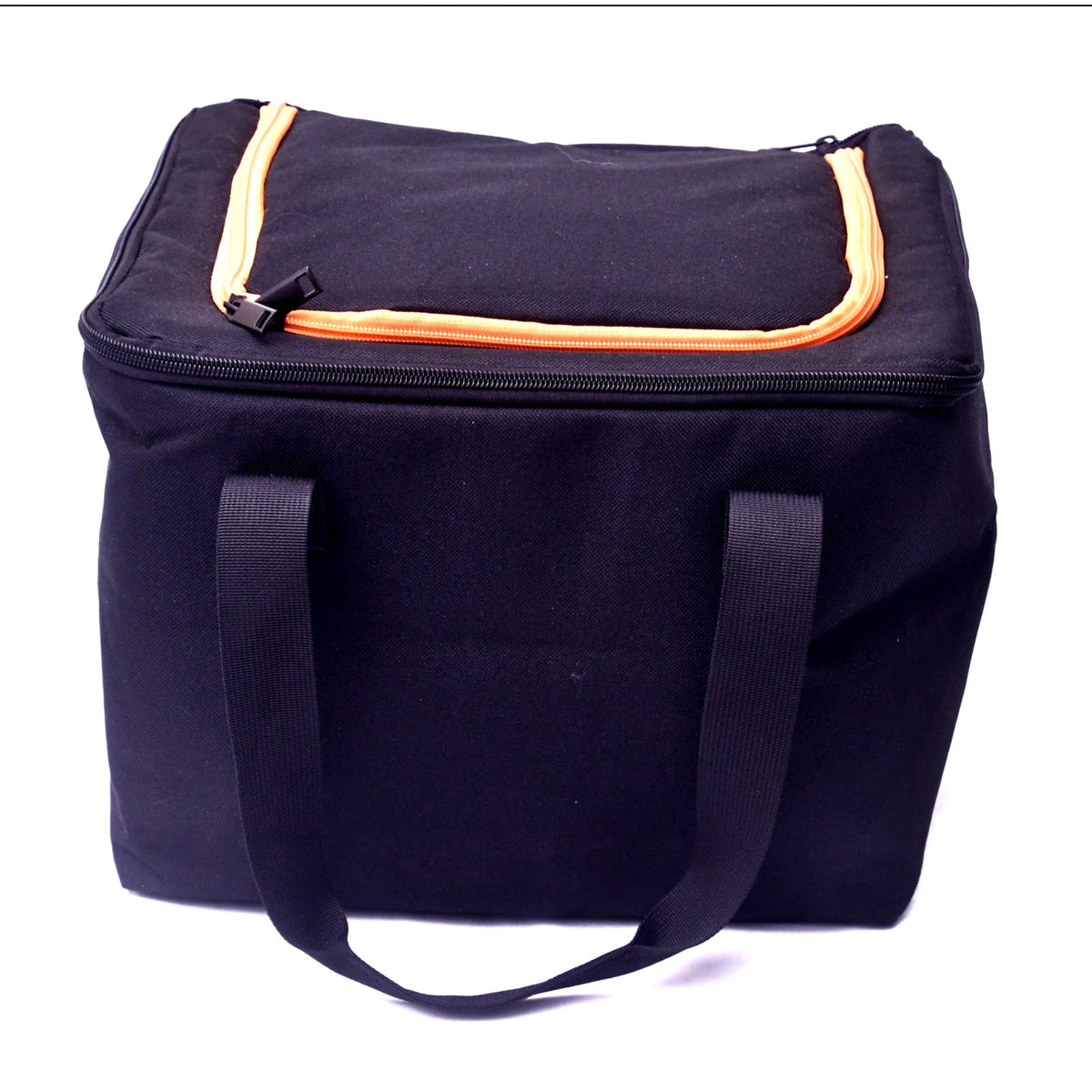 Large Insulated Cooler Bag Black Orange Zipper Soft Sided Food Drink Tote