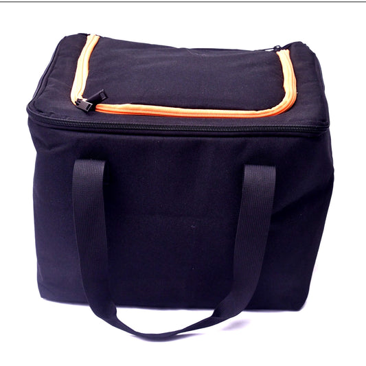 Large Insulated Cooler Bag Black Orange Zipper Soft Sided Food Drink Tote