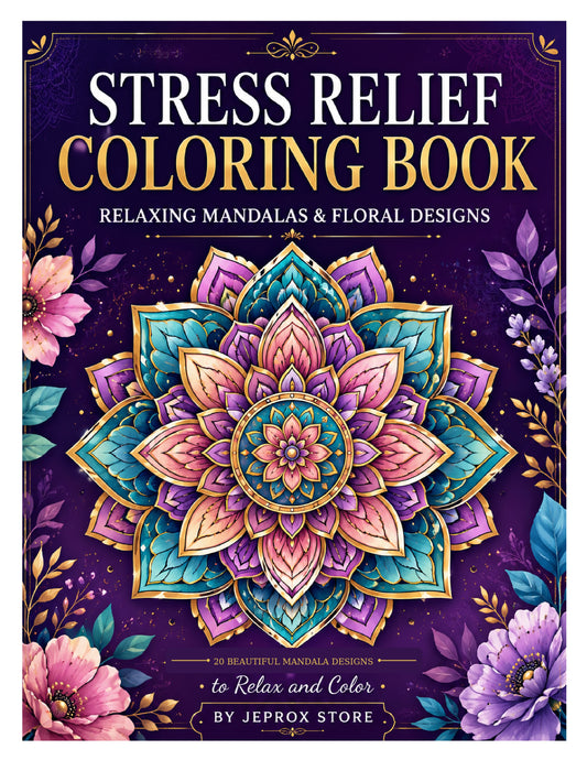 Stress Relief Coloring Book PDF Download – 20 Beautiful Mandala Designs
