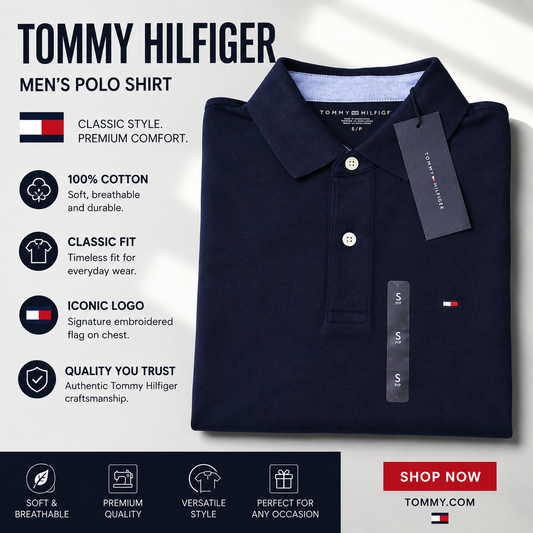 NWT Tommy Hilfiger Men's Polo Shirt  Short Sleeve Cotton Classic Fit Small